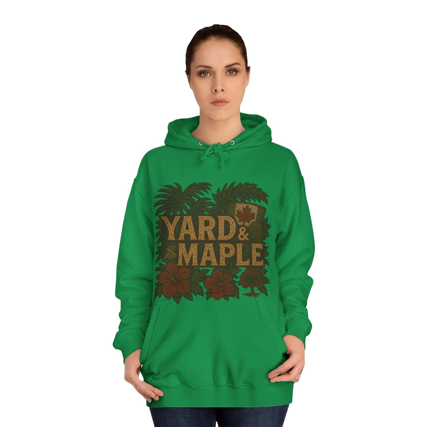 Cozy Unisex College Hoodie - Yard & Maple, Casual Wear, Student Gift, Outdoor Activity Sweater, Fall Fashion