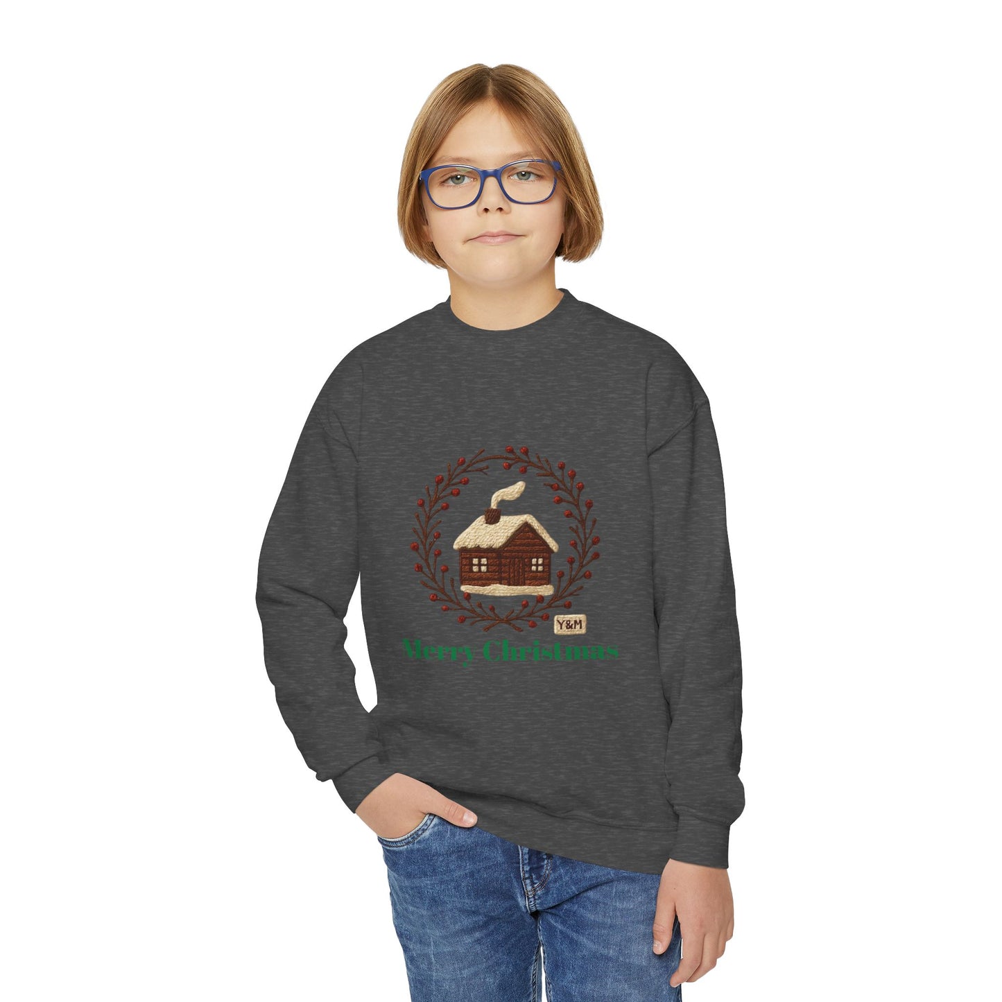 Christmas Youth Crewneck Sweatshirt, Holiday Gift, Cozy Winter Sweater, Festive Christmas Apparel, Toddler Sweatshirt