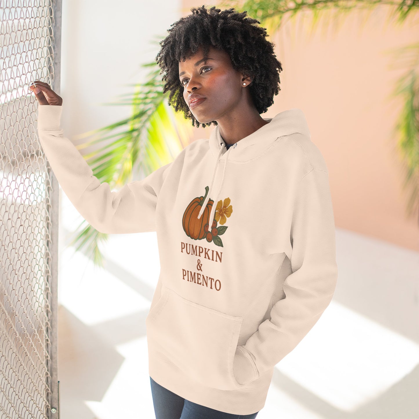 Pumpkin & Pimento Fleece Hoodie | Cozy Fall Sweater, Autumn Fashion, Comfortable Casual Wear, Gift for Pumpkin Lovers, Halloween Apparel