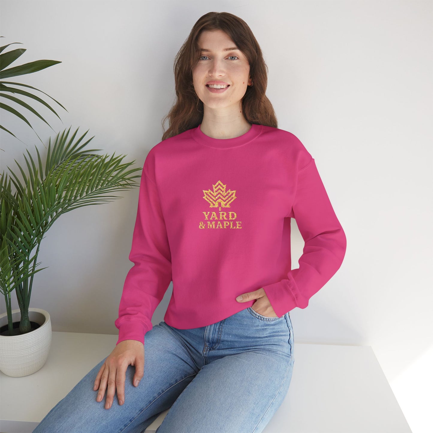 Cozy Unisex Crewneck Sweatshirt with Embroidered Leaf Design, Perfect for Fall, Thanksgiving, Casual Outings, Friends and Family Gatherings, Gifts