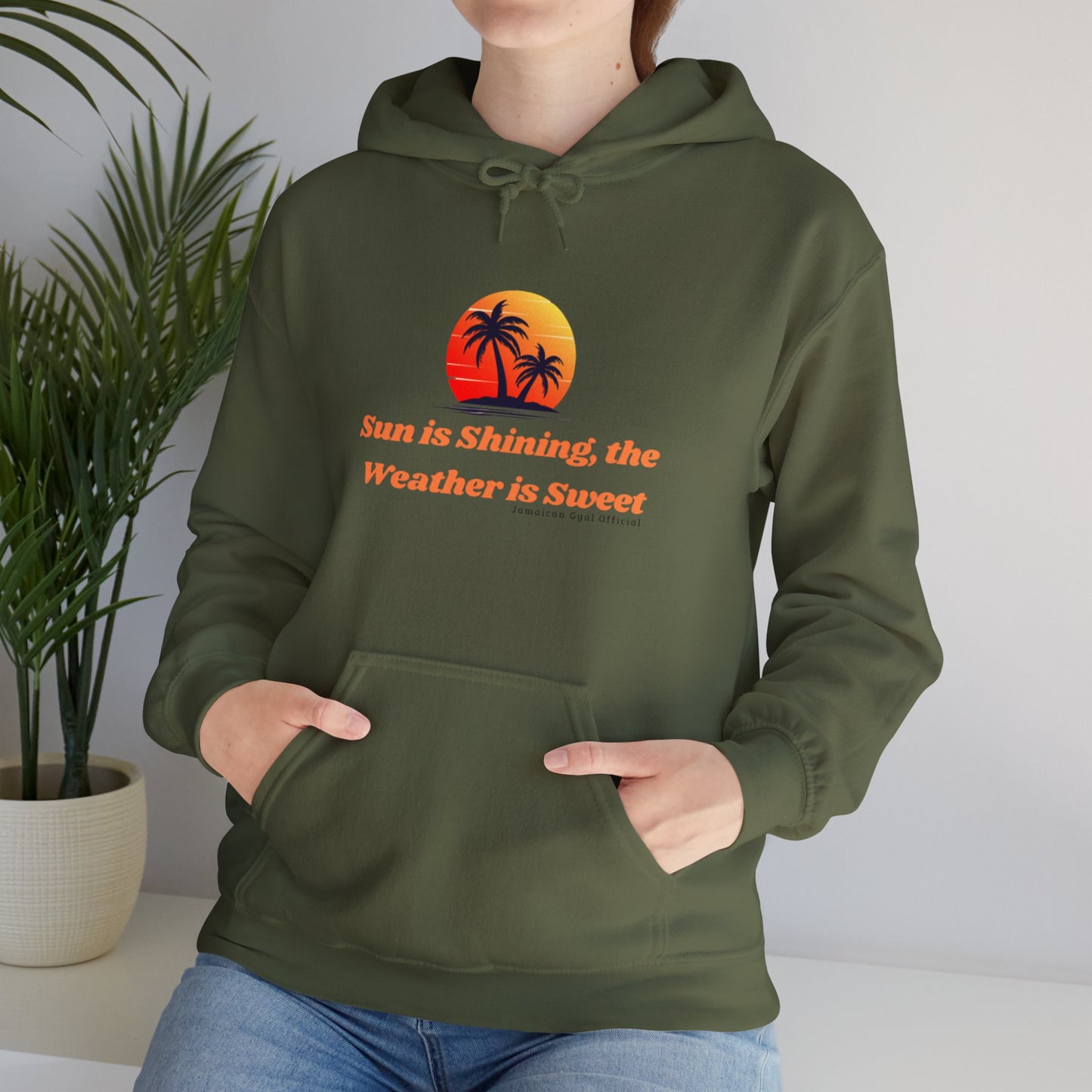 Sunshine Vibes Hoodie: Unisex Heavy Blend Sweatshirt with Tropical Design, Perfect for Summer, Beach Days, Casual Wear, Gifts