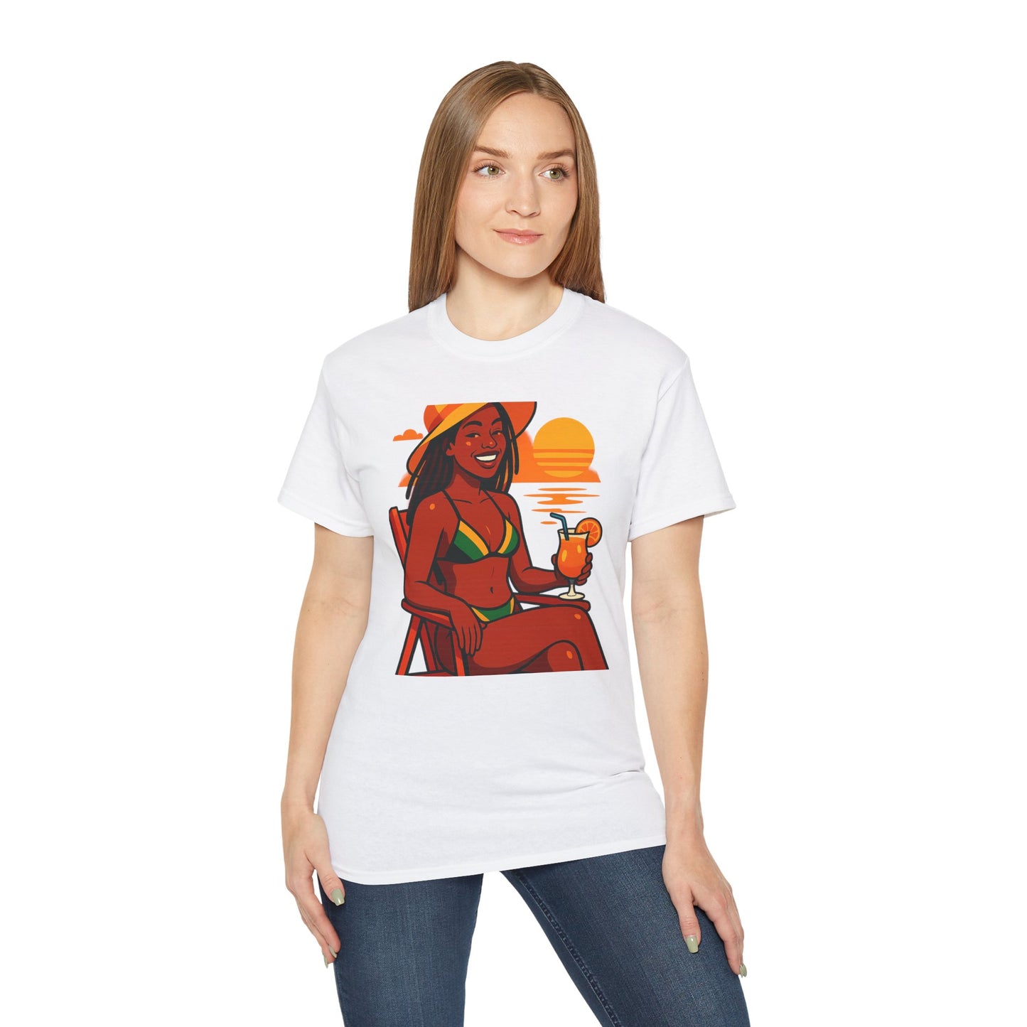 Vibrant Summer Vibes Unisex Tee | Beach Lover Gift, Relaxation Shirt, Vacation Wear, Tropical Art Tee, Summer Party Outfit