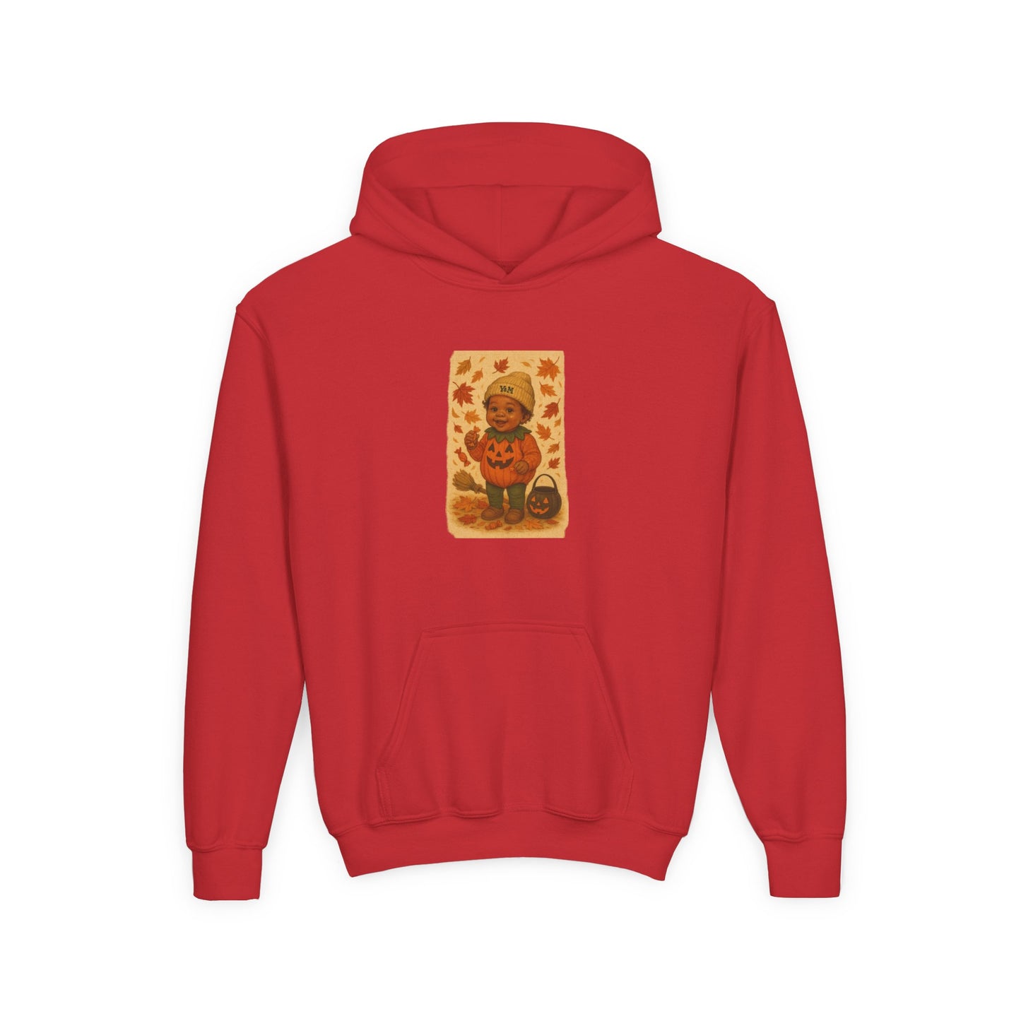 Youth Pumpkin Cartoon Hoodie, Cozy Fall Sweatshirt, Halloween Sweater, Kids Autumn Apparel, Cute Hoodie for Celebrations