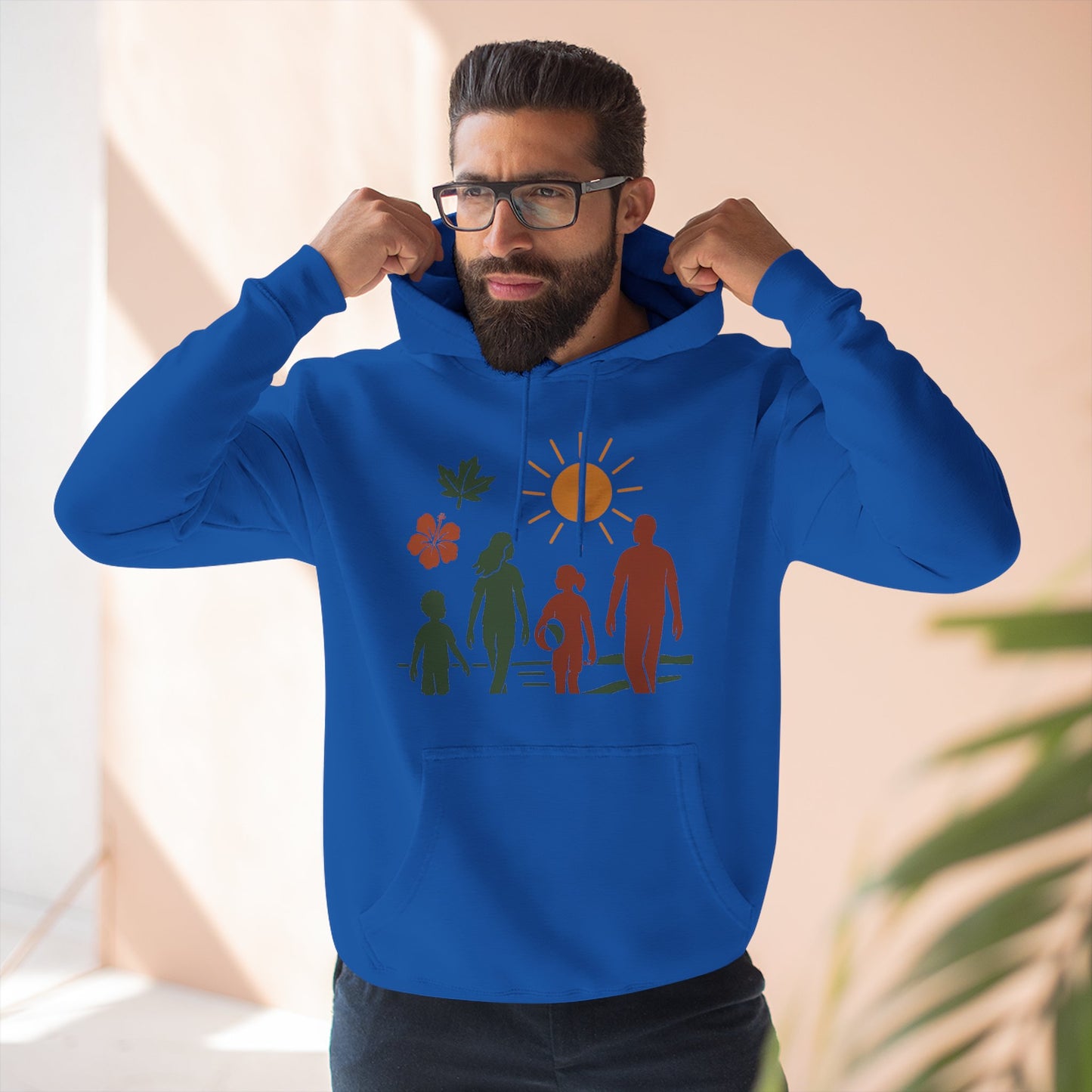 Family Bonding Three-Panel Hoodie, Cozy Family Artwork Fleece, Casual Family Gatherings Sweatshirt, Family Love Hooded Top, Gift for Parents