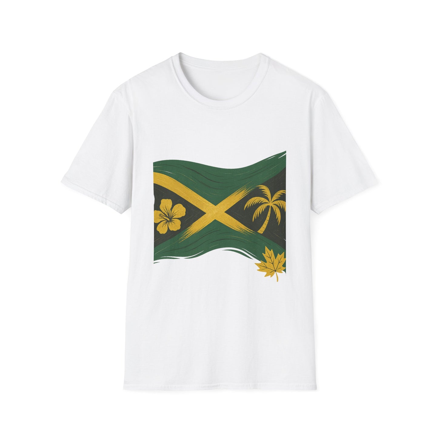 Jamaican Flag Unisex Softstyle T-Shirt - Celebratory Summer Wear, Vacation Shirt, Gift for Travel Lovers, Beach Outfit, Festival Tee