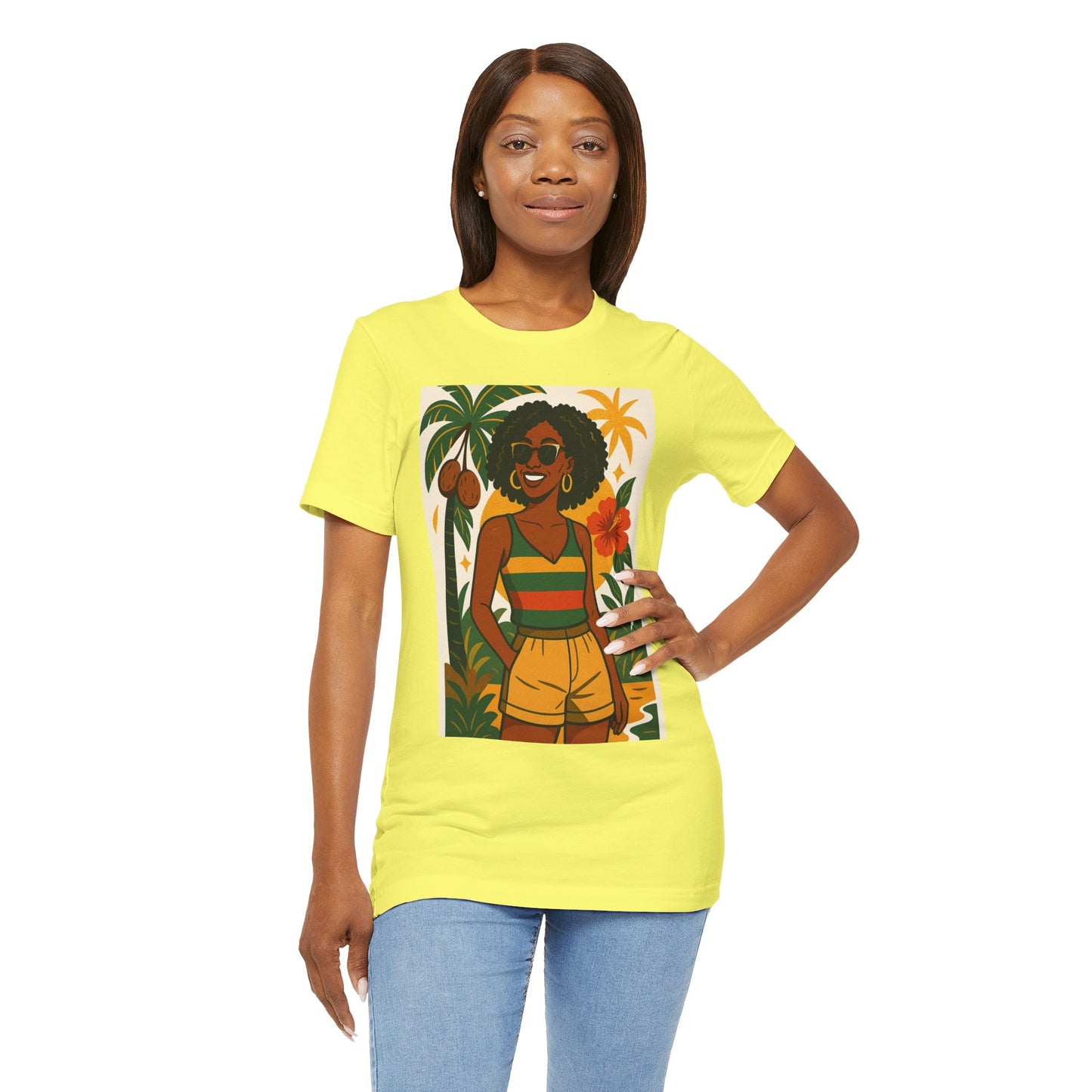 Tropical Graphic Tee for Summer Vibes, Beach Wear, Vacation Style, Graphic T-Shirt for Women, Summer Gift, Casual Outfit
