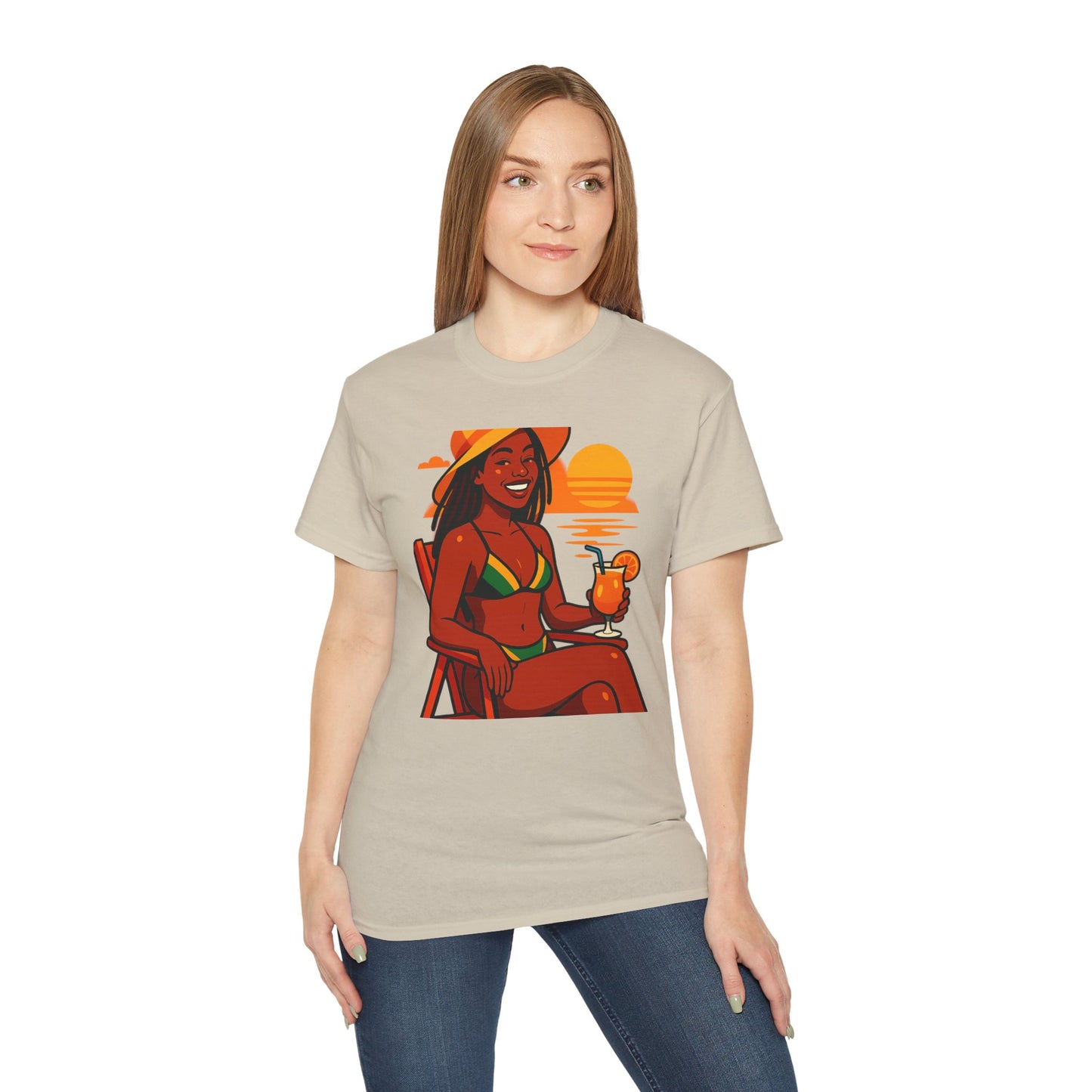 Vibrant Summer Vibes Unisex Tee | Beach Lover Gift, Relaxation Shirt, Vacation Wear, Tropical Art Tee, Summer Party Outfit