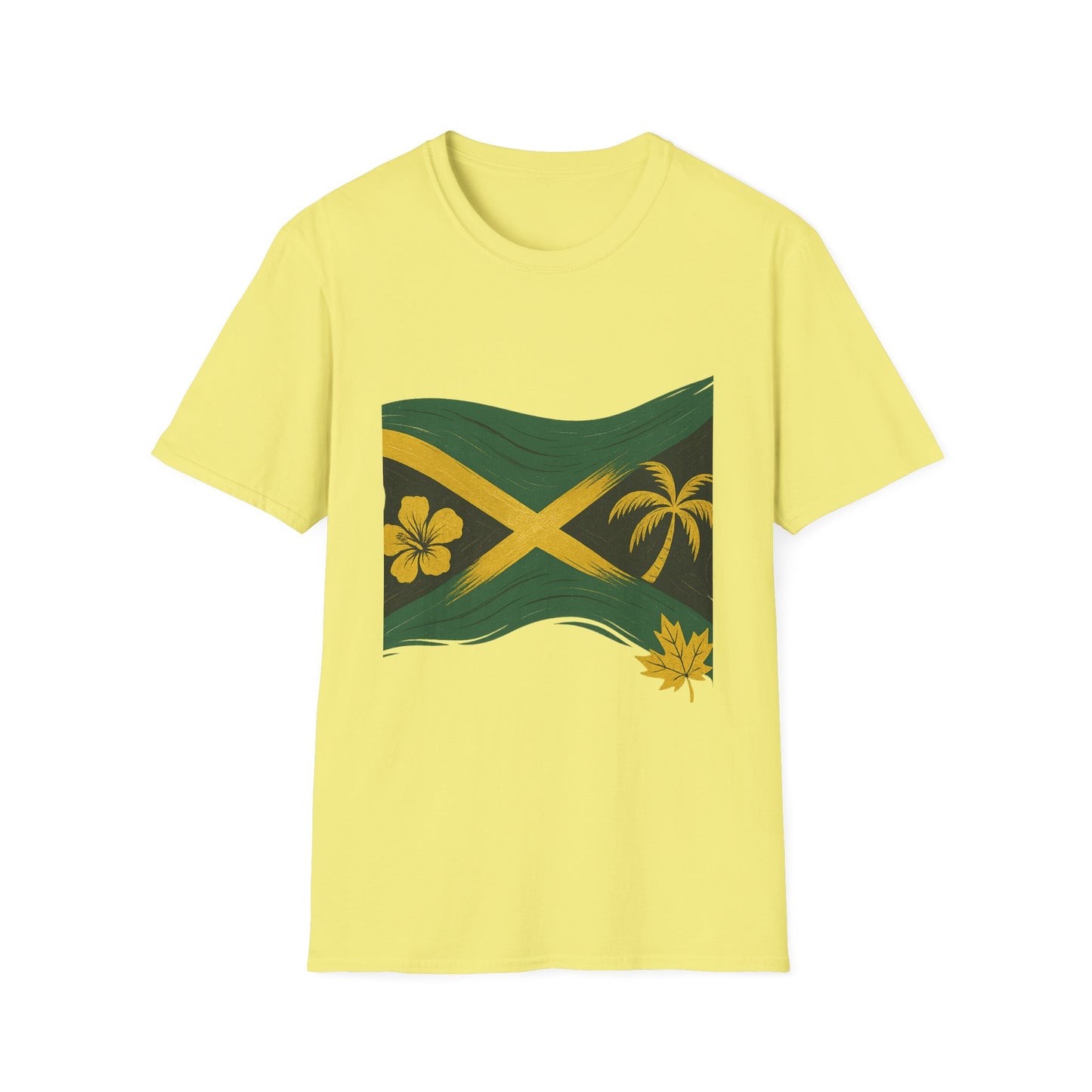 Jamaican Flag Unisex Softstyle T-Shirt - Celebratory Summer Wear, Vacation Shirt, Gift for Travel Lovers, Beach Outfit, Festival Tee