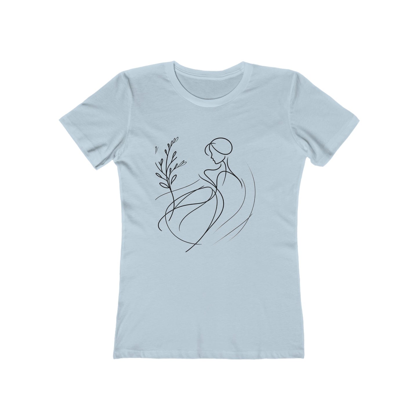 Stylish Women's Boyfriend Tee with Floral Line Art, Casual Tee, Gift for Her, Everyday Wear, Art-Inspired Apparel
