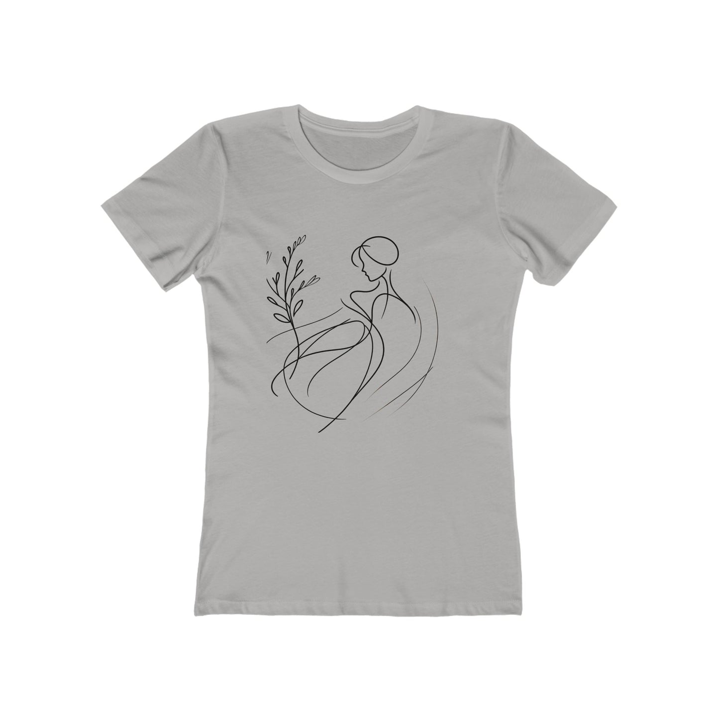 Stylish Women's Boyfriend Tee with Floral Line Art, Casual Tee, Gift for Her, Everyday Wear, Art-Inspired Apparel