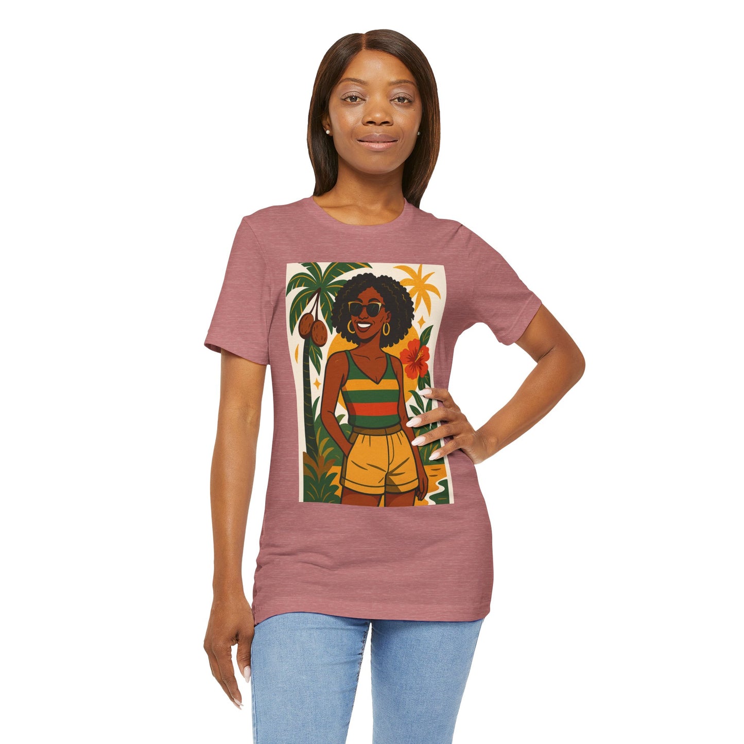 Tropical Graphic Tee for Summer Vibes, Beach Wear, Vacation Style, Graphic T-Shirt for Women, Summer Gift, Casual Outfit
