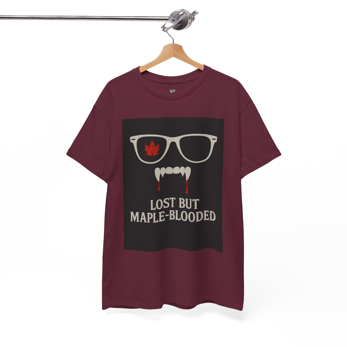 Unisex Heavy Cotton Tee with Vampire Design - Lost but Maple-Blooded Shirt for Halloween, Casual Wear, Gifts, Spooky Season, Unique Fashion