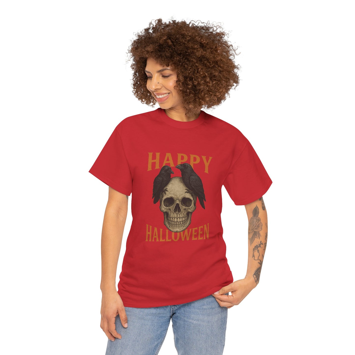 Halloween Skull Unisex Cotton Tee, Spooky T-Shirt, October Fashion, Costume Party Wear, Fall Celebration Shirt