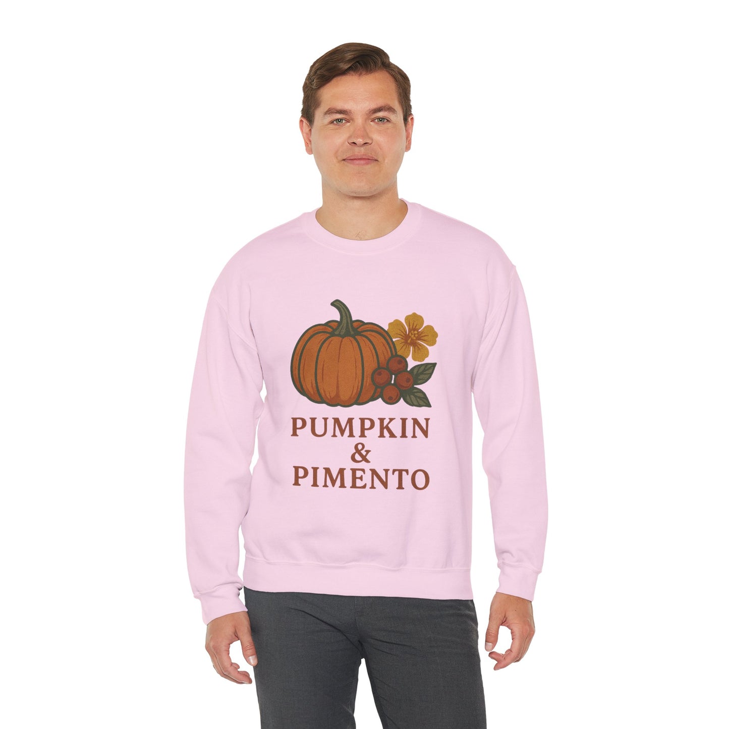 Pumpkin & Pimento Crewneck Sweatshirt, Cozy Fall Sweatshirt, Unisex Autumn Apparel, Thanksgiving Gift, Seasonal Fashion