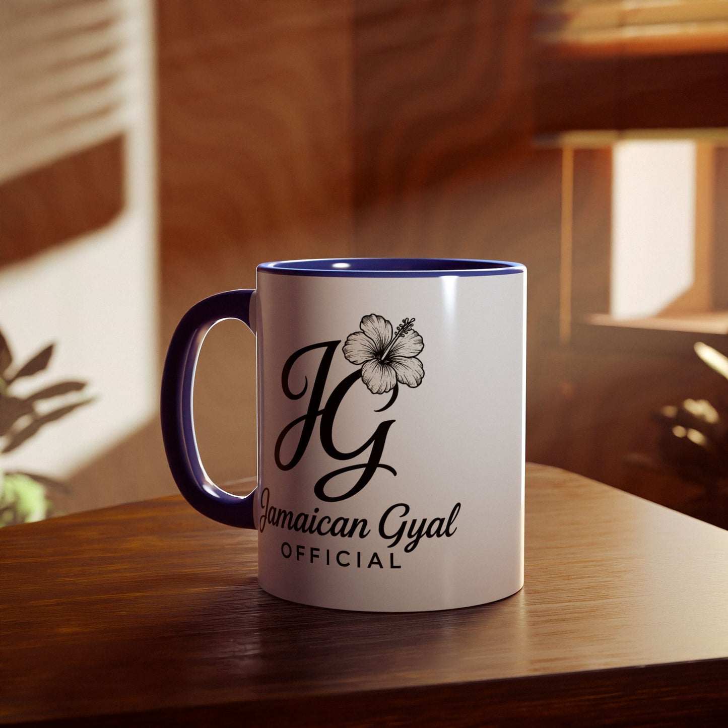 Jamaican Gyal Accent Mug, 11oz Coffee Cup, Floral Design, Gift for Her, Caribbean Culture, Tea Mug, Unique Drinkware