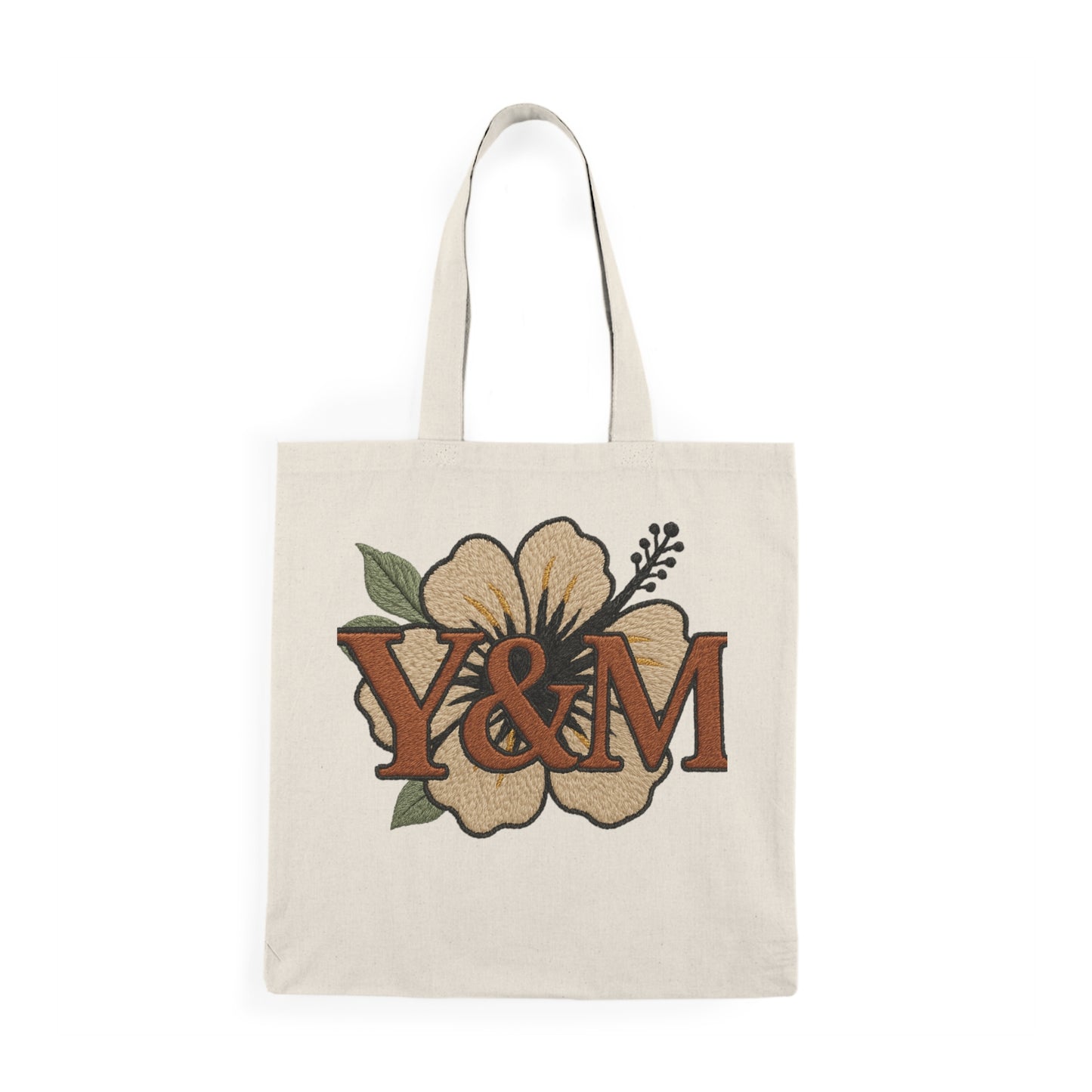 Natural Floral Tote Bag, Eco-Friendly Shopping Bag, Monogram Canvas Tote, Beach Bag, Gift for Her, Spring Decor