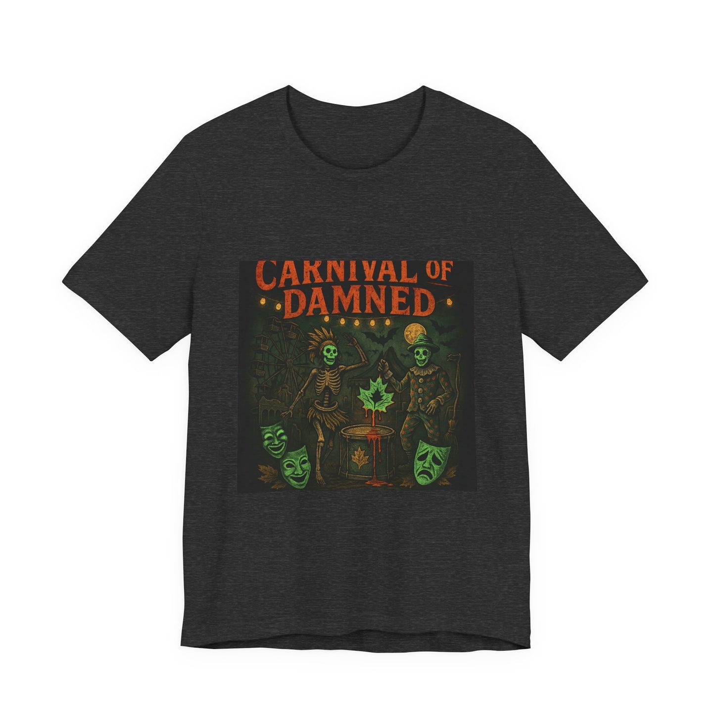 Carnival of Damned Tee | Unisex Short Sleeve Shirt, Halloween Shirt, Spooky Tee, Graphic T-Shirt, Gift for Horror Fans