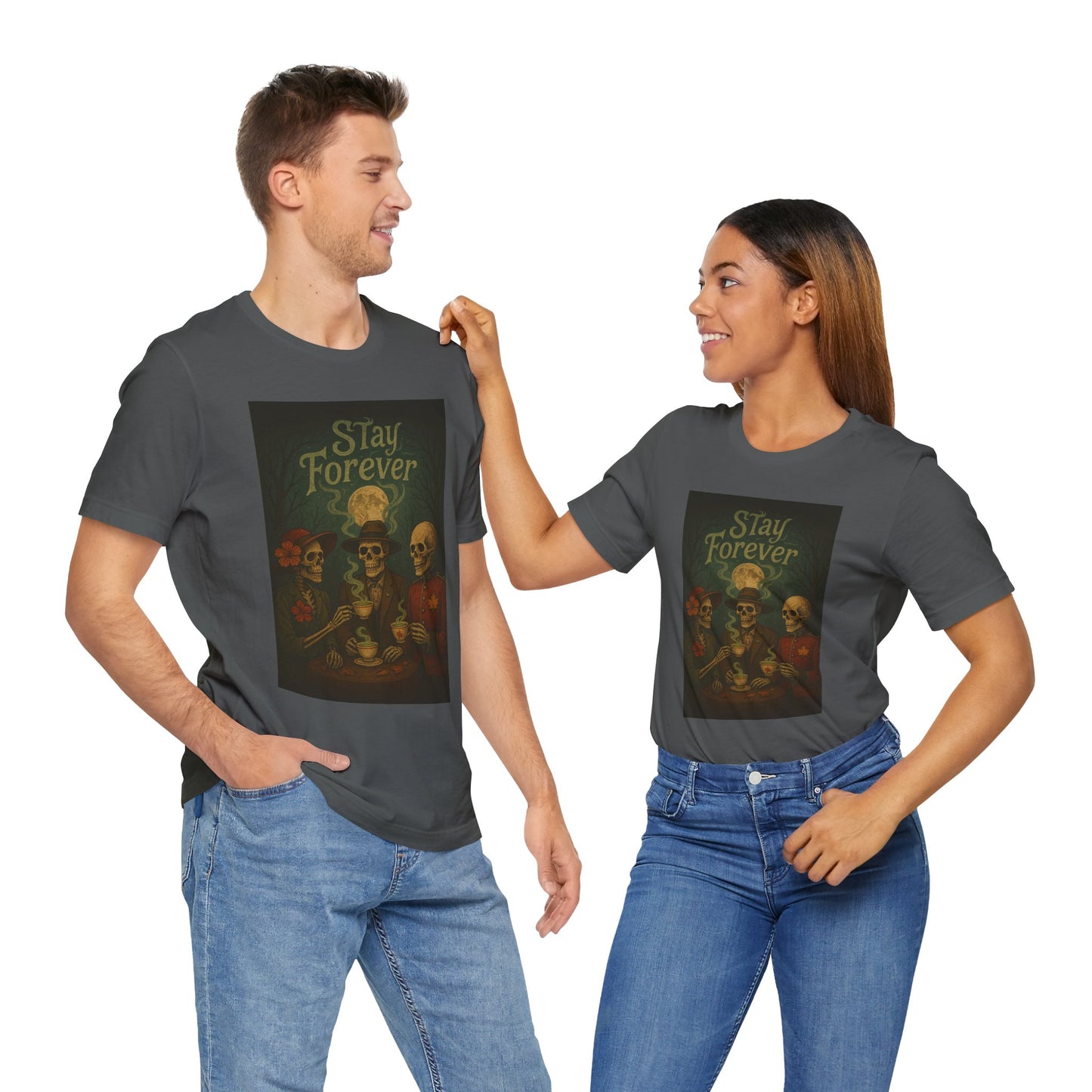 Stay Forever Halloween T-Shirt, Unisex Jersey Tee for Spooky Season, Day of the Dead, Casual Wear, Unique Gift Idea