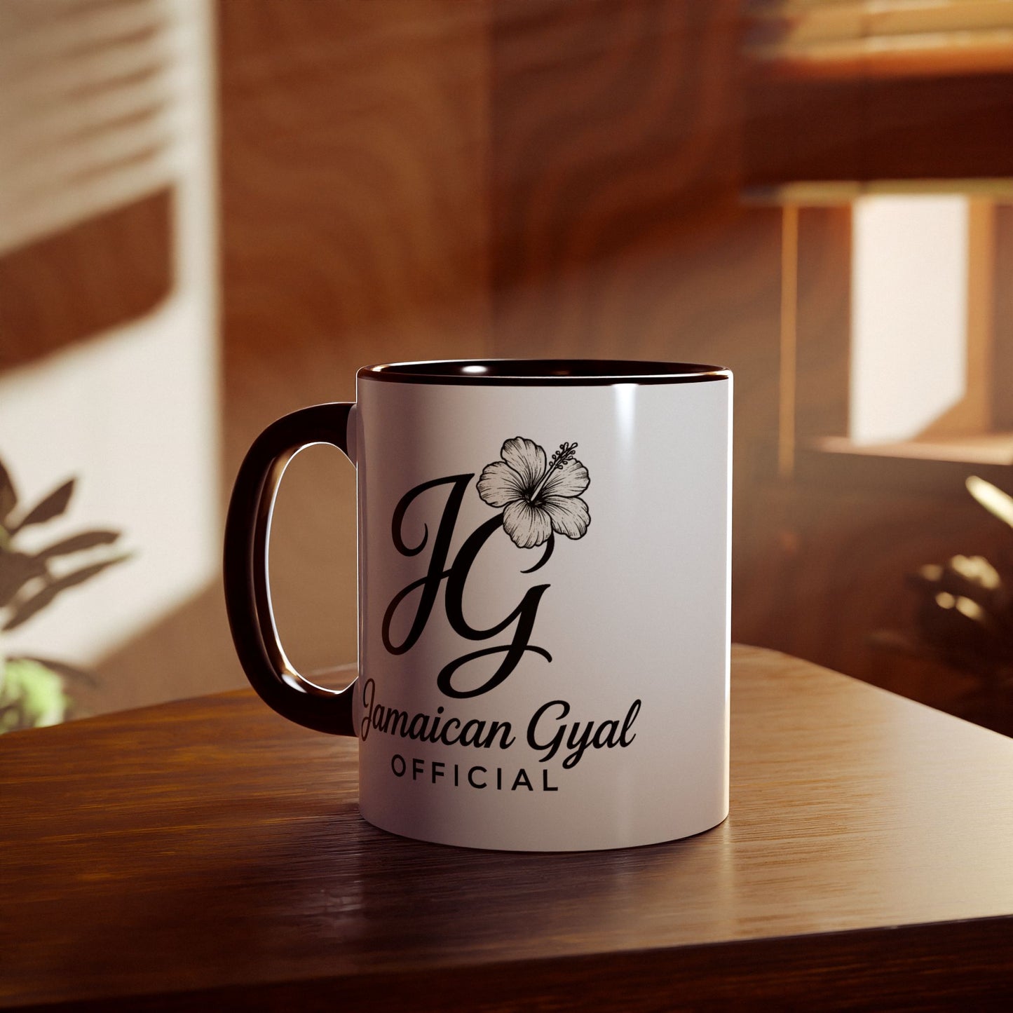 Jamaican Gyal Accent Mug, 11oz Coffee Cup, Floral Design, Gift for Her, Caribbean Culture, Tea Mug, Unique Drinkware