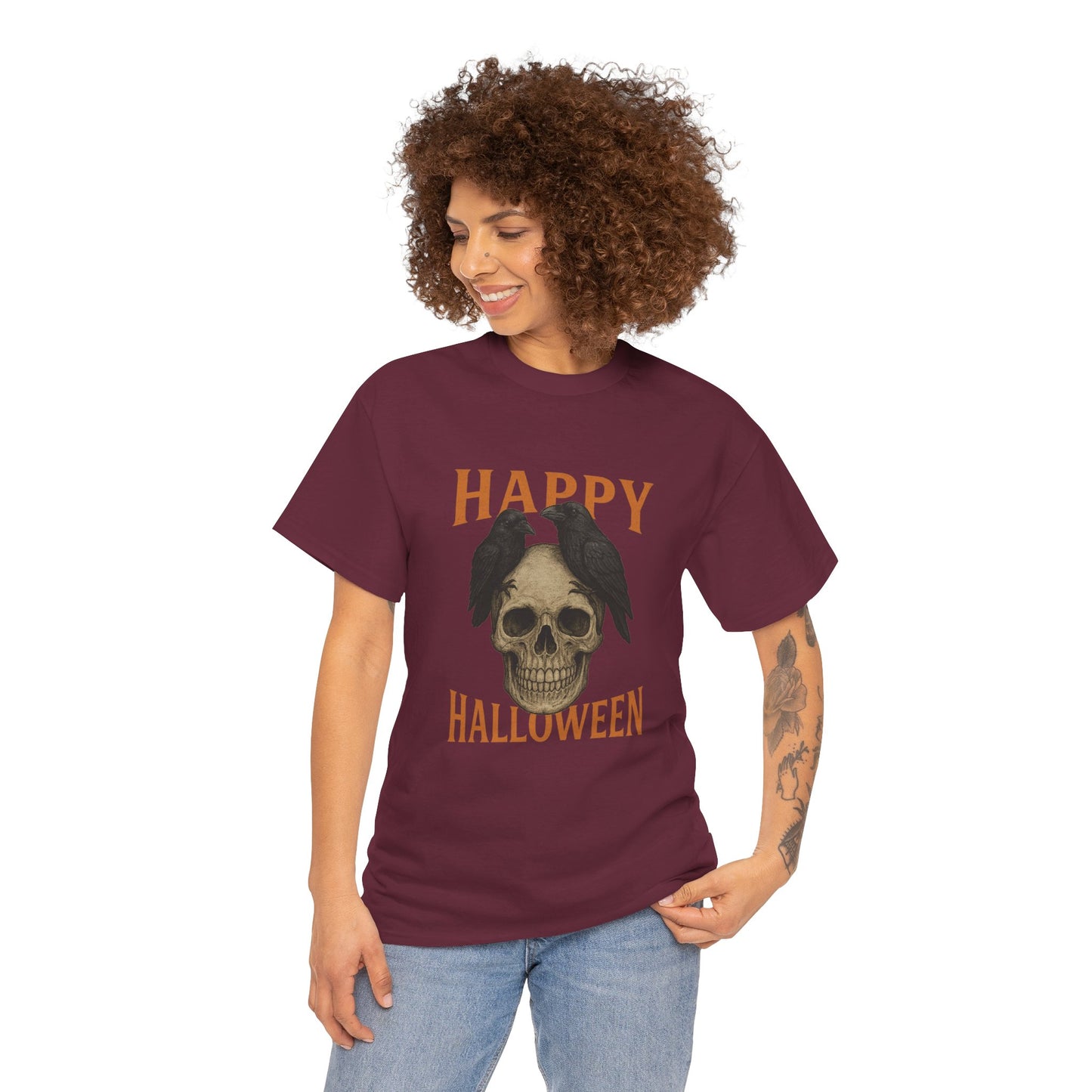 Halloween Skull Unisex Cotton Tee, Spooky T-Shirt, October Fashion, Costume Party Wear, Fall Celebration Shirt