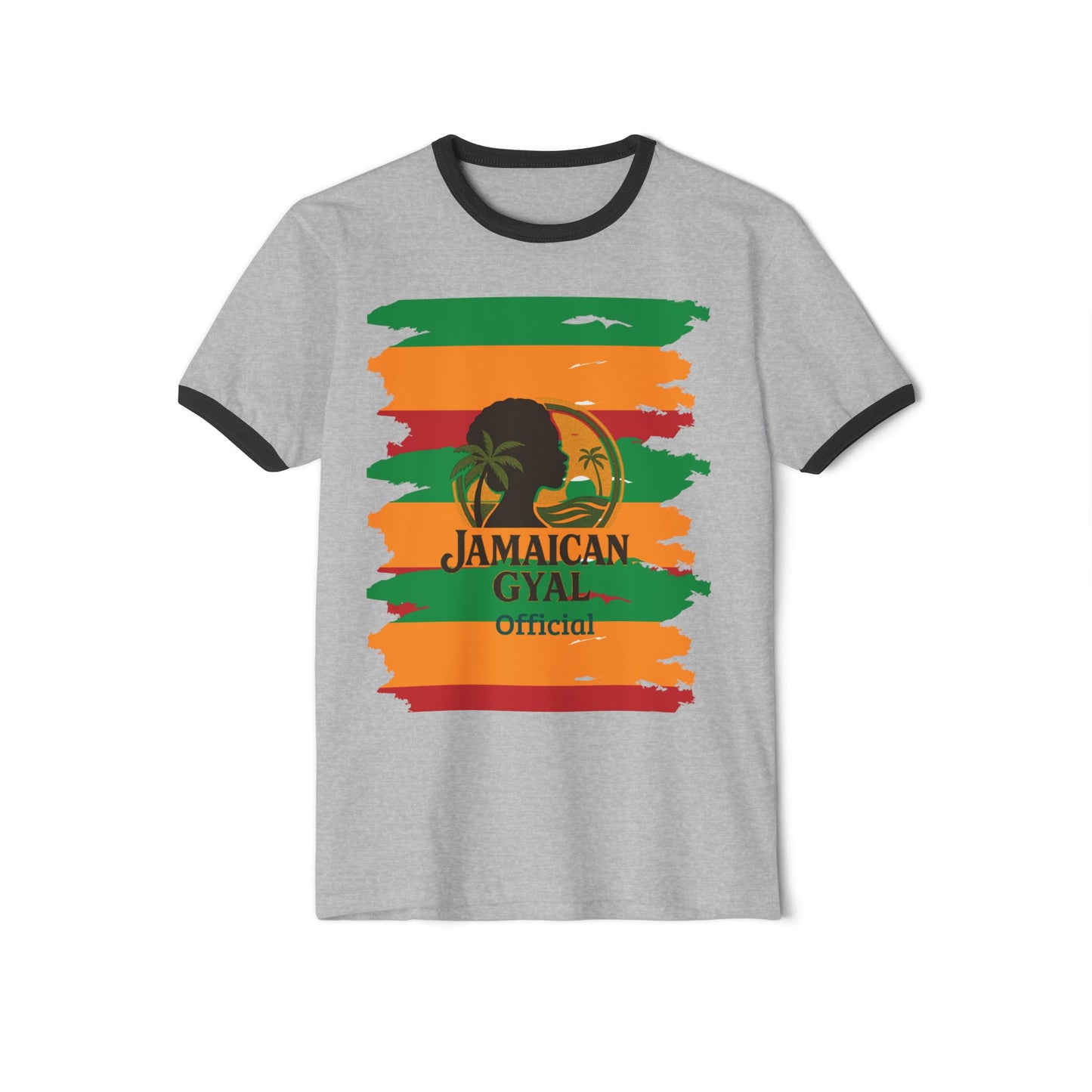 Jamaican Gyal Unisex Cotton Ringer T-Shirt, Casual Summer Tee, Festival Clothing, Vacation Wear, Island Vibes Shirt