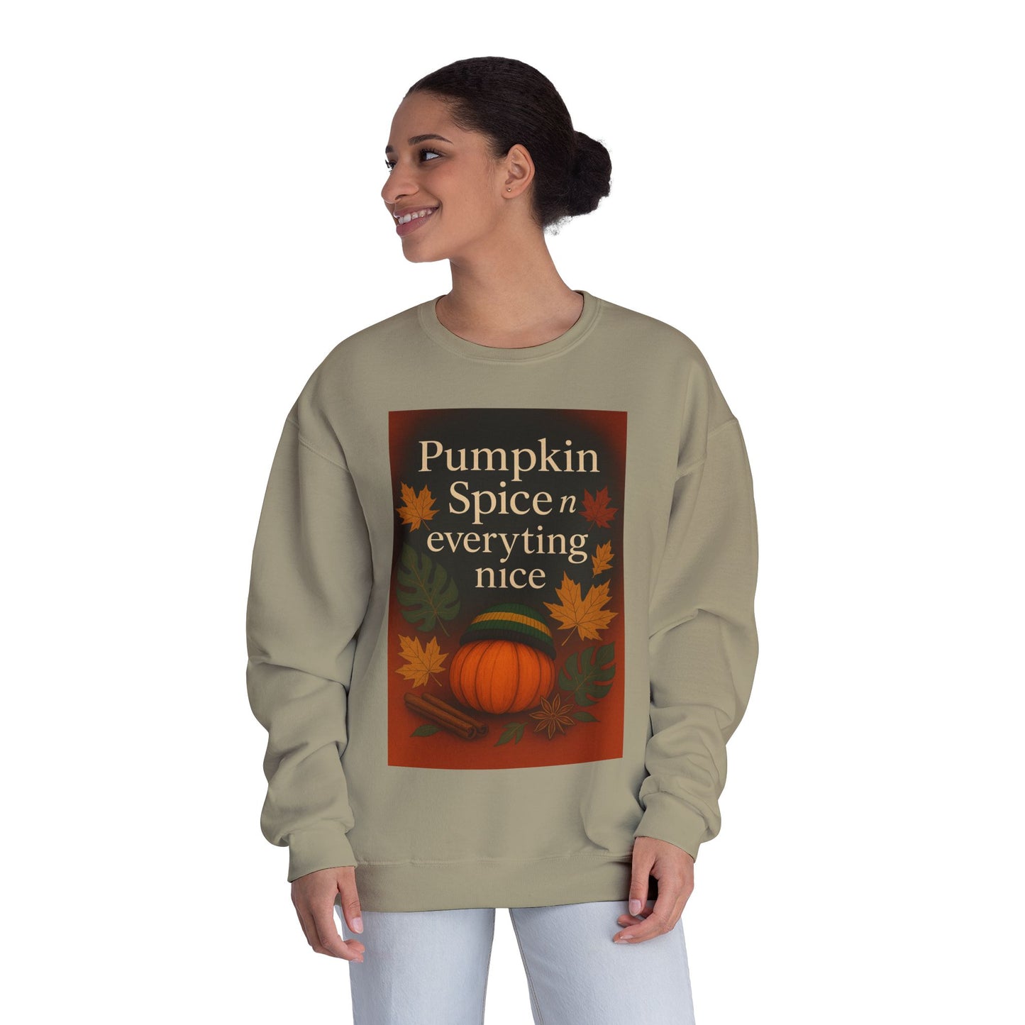 Cozy Fall Sweatshirt | Pumpkin Spice & Everything Nice | Perfect for Autumn Gatherings, Thanksgiving, and Casual Wear