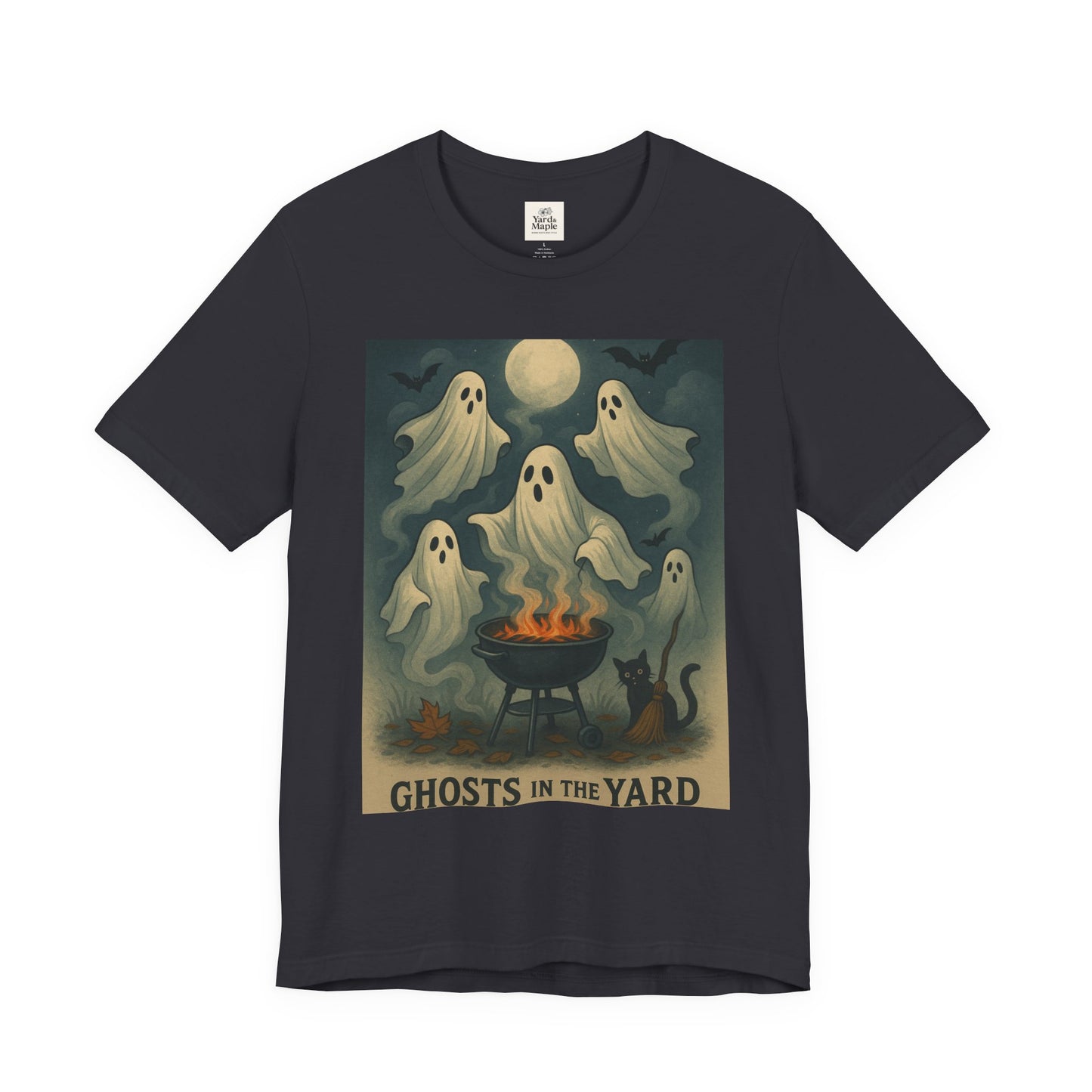 Ghosts in the Yard Tee - Spooky Unisex Short Sleeve Shirt, Halloween Shirt, Ghost Design, Casual Halloween Wear, Gift for Ghost Lovers