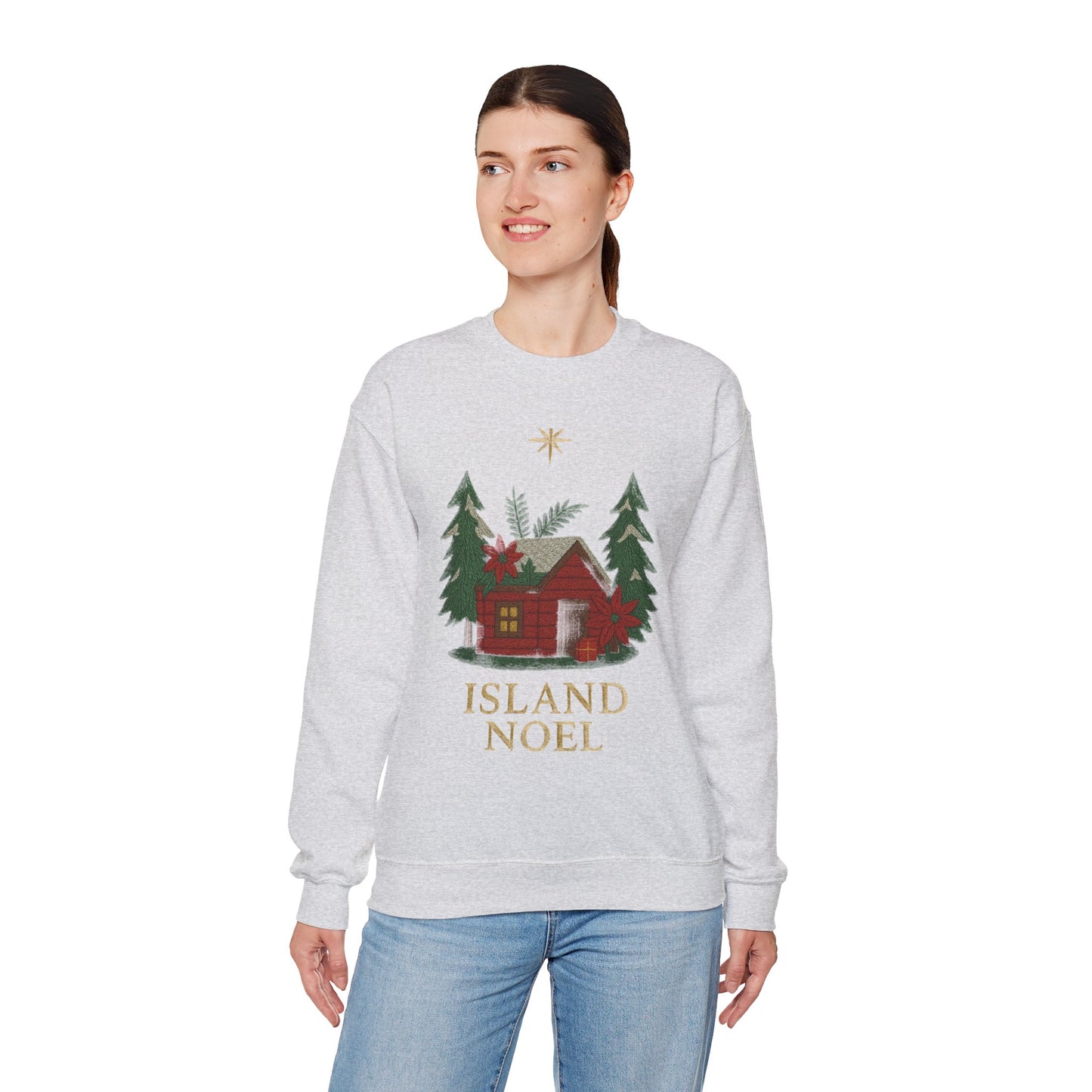 Cozy Holiday Sweatshirt - Island Noel Design, Unisex Christmas Crewneck, Winter Apparel, Gift for Him/Her, Seasonal Fashion