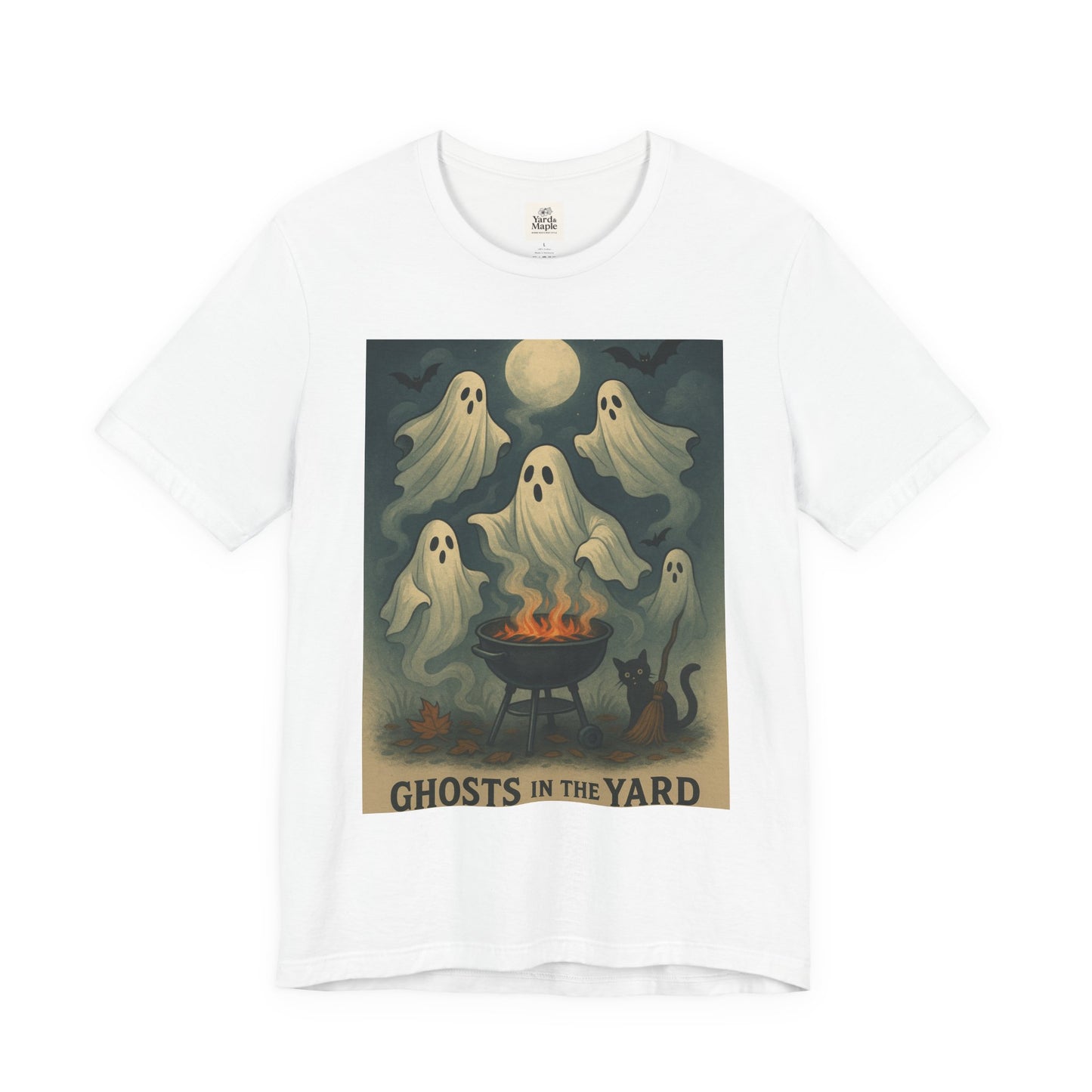 Ghosts in the Yard Tee - Spooky Unisex Short Sleeve Shirt, Halloween Shirt, Ghost Design, Casual Halloween Wear, Gift for Ghost Lovers