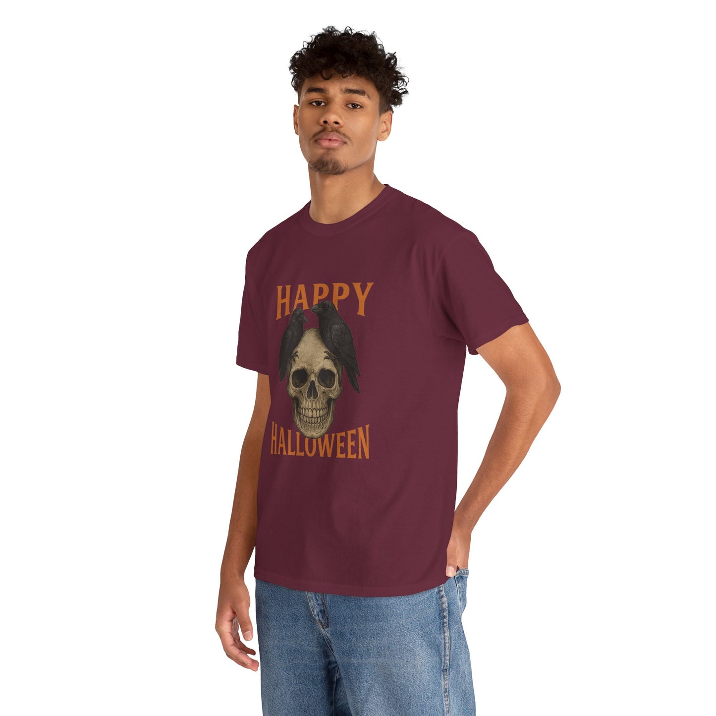 Halloween Skull Unisex Cotton Tee, Spooky T-Shirt, October Fashion, Costume Party Wear, Fall Celebration Shirt