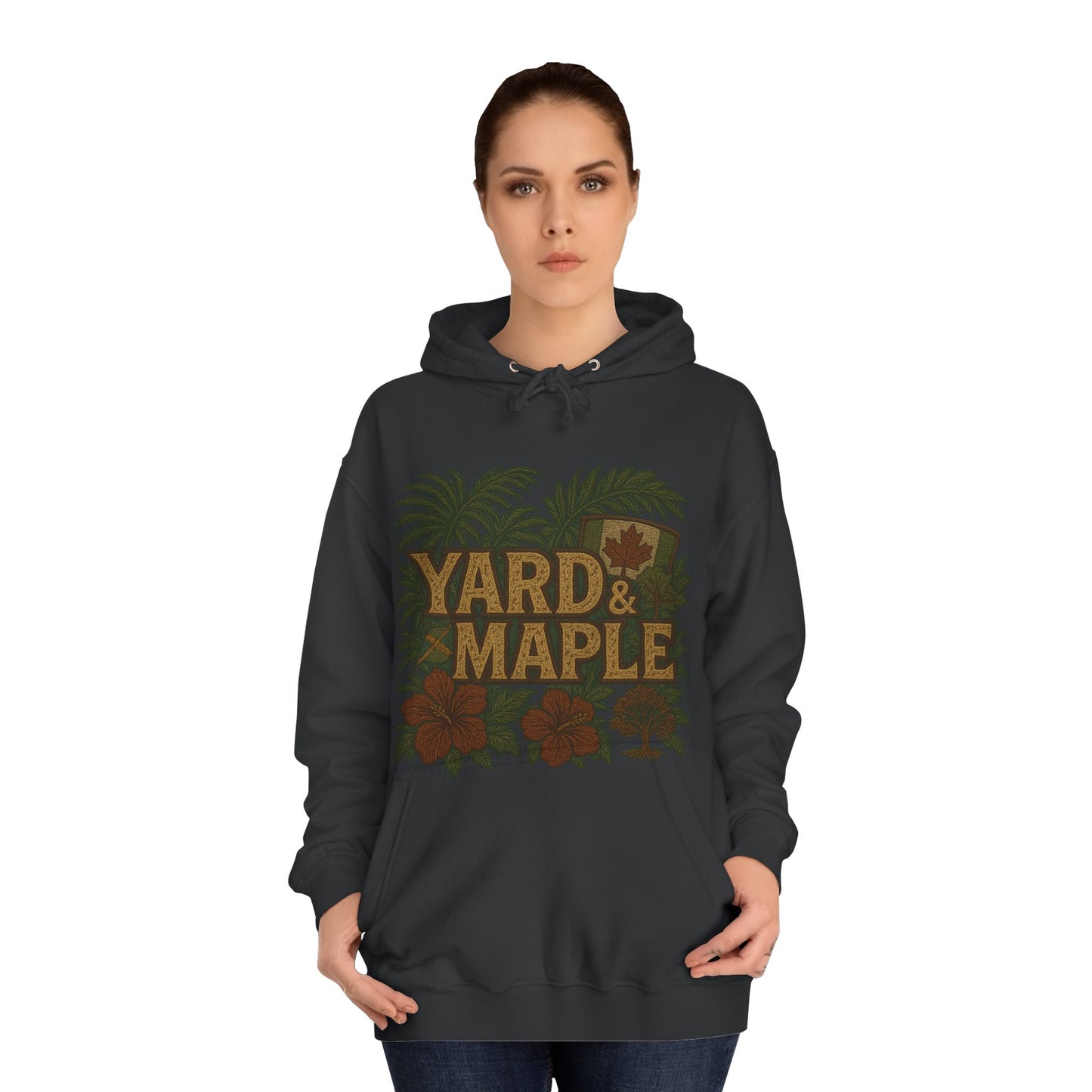 Cozy Unisex College Hoodie - Yard & Maple, Casual Wear, Student Gift, Outdoor Activity Sweater, Fall Fashion