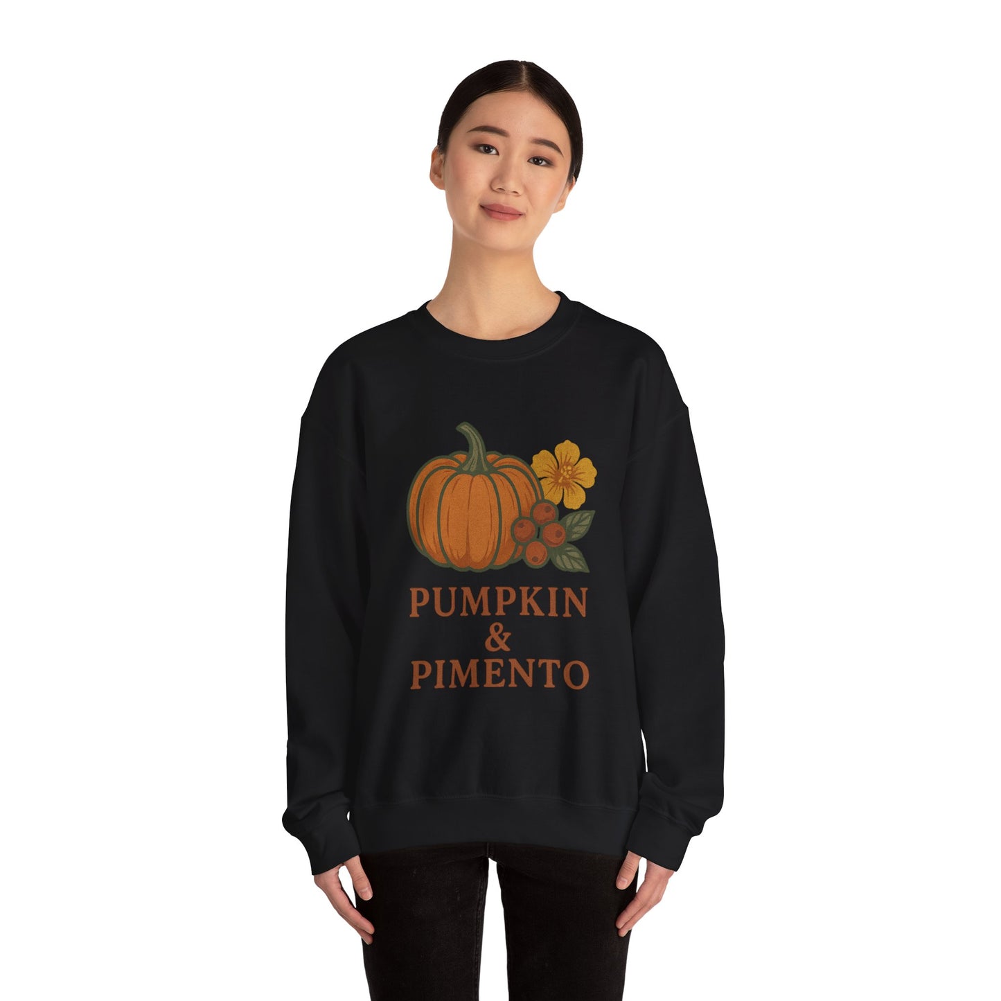 Pumpkin & Pimento Crewneck Sweatshirt, Cozy Fall Sweatshirt, Unisex Autumn Apparel, Thanksgiving Gift, Seasonal Fashion