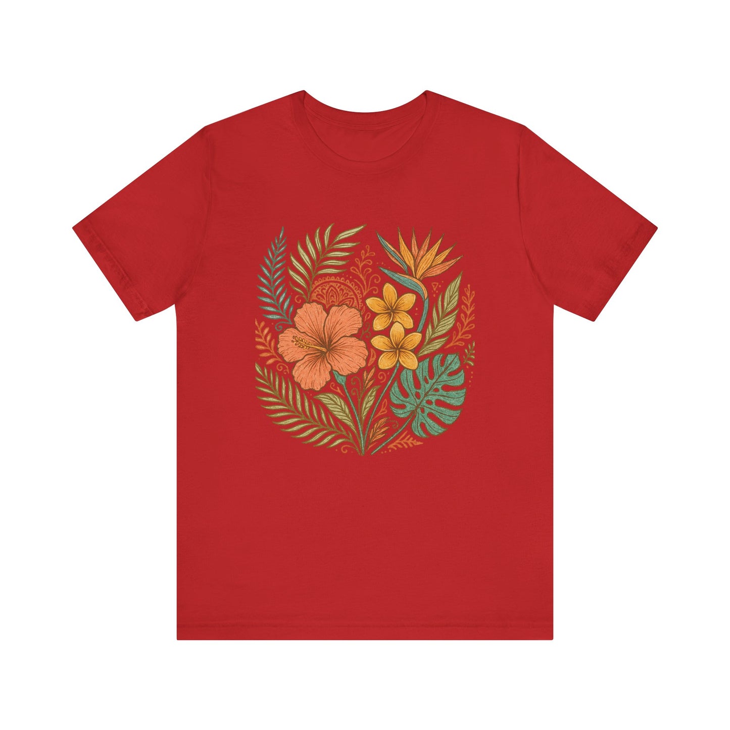 Floral Patterned Unisex Tee - Botanical Style, Summer Wardrobe Essential, Nature Lover Gift, Casual Wear, Eco-Friendly Fashion