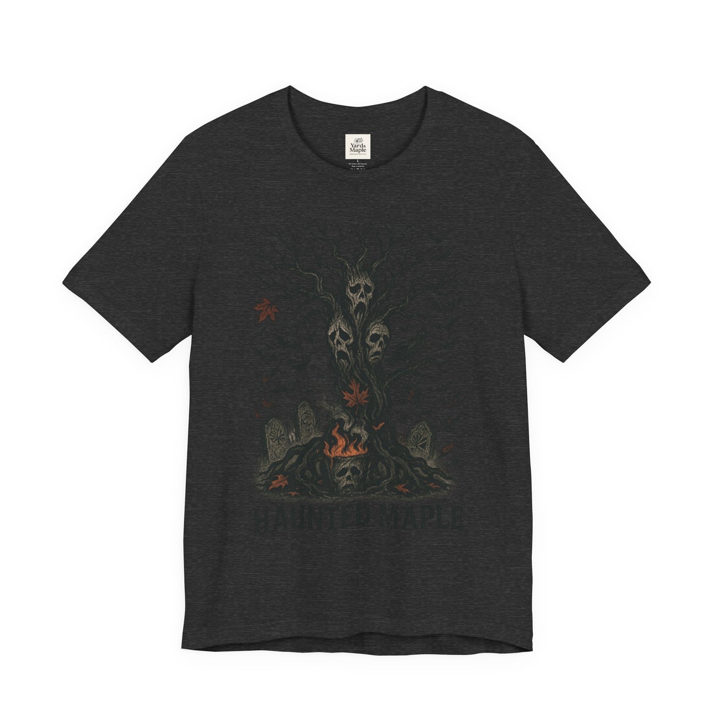 Haunted Maple Tee - Unisex Jersey Short Sleeve T-Shirt for Fall, Halloween, Spooky Vibe, Ghost Lovers, Unique Gift