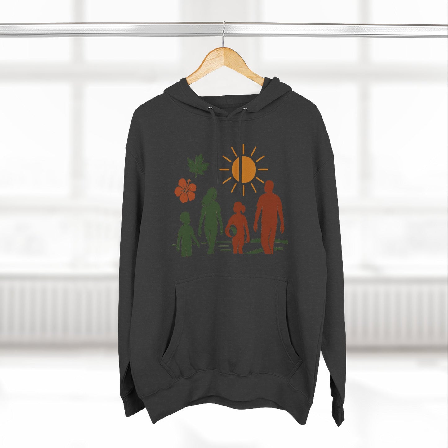 Family Bonding Three-Panel Hoodie, Cozy Family Artwork Fleece, Casual Family Gatherings Sweatshirt, Family Love Hooded Top, Gift for Parents