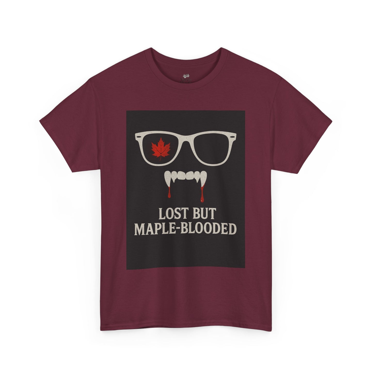 Unisex Heavy Cotton Tee with Vampire Design - Lost but Maple-Blooded Shirt for Halloween, Casual Wear, Gifts, Spooky Season, Unique Fashion