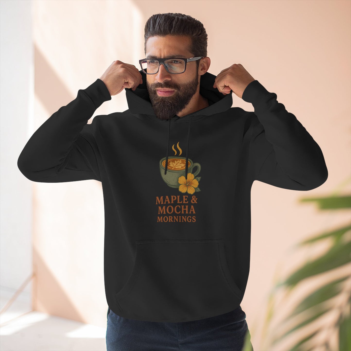 Cozy Maple & Mocha Fleece Hoodie, Perfect for Mornings, Autumn Fashion, Casualwear, Gift for Coffee Lovers