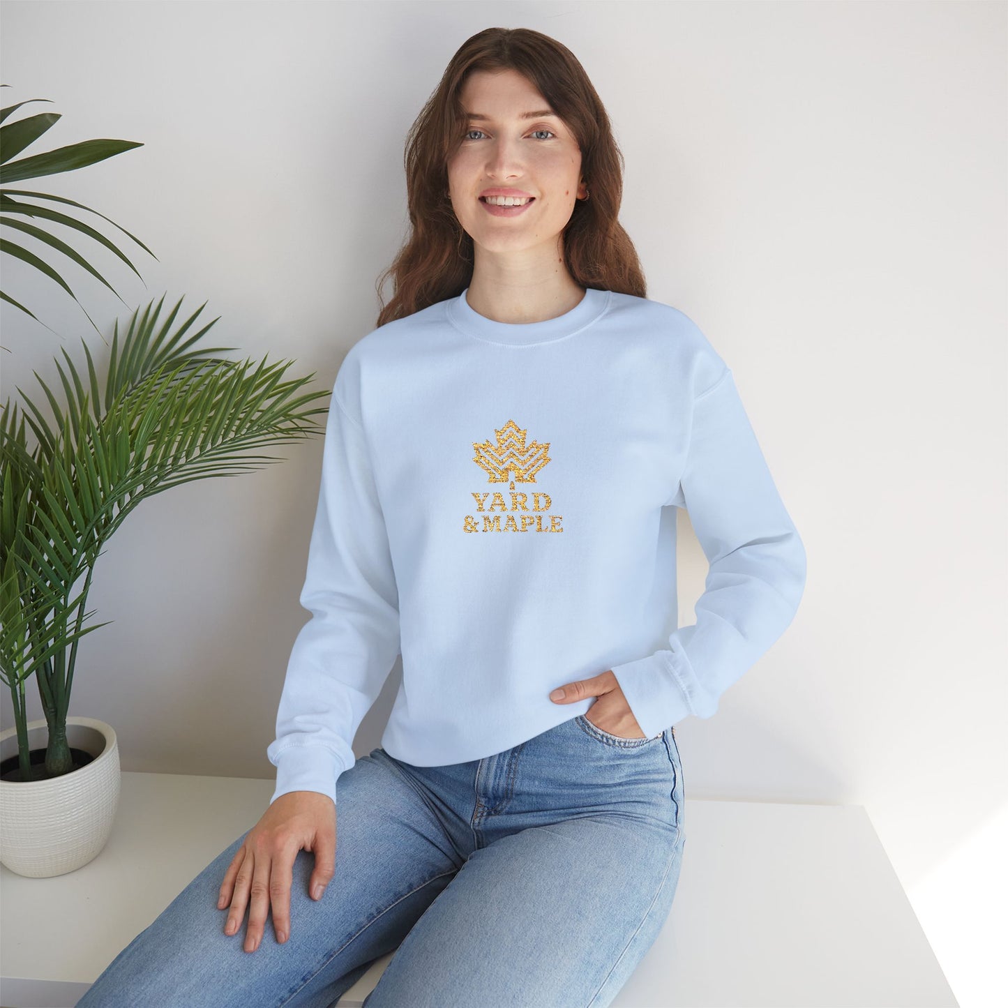 Cozy Unisex Crewneck Sweatshirt with Embroidered Leaf Design, Perfect for Fall, Thanksgiving, Casual Outings, Friends and Family Gatherings, Gifts
