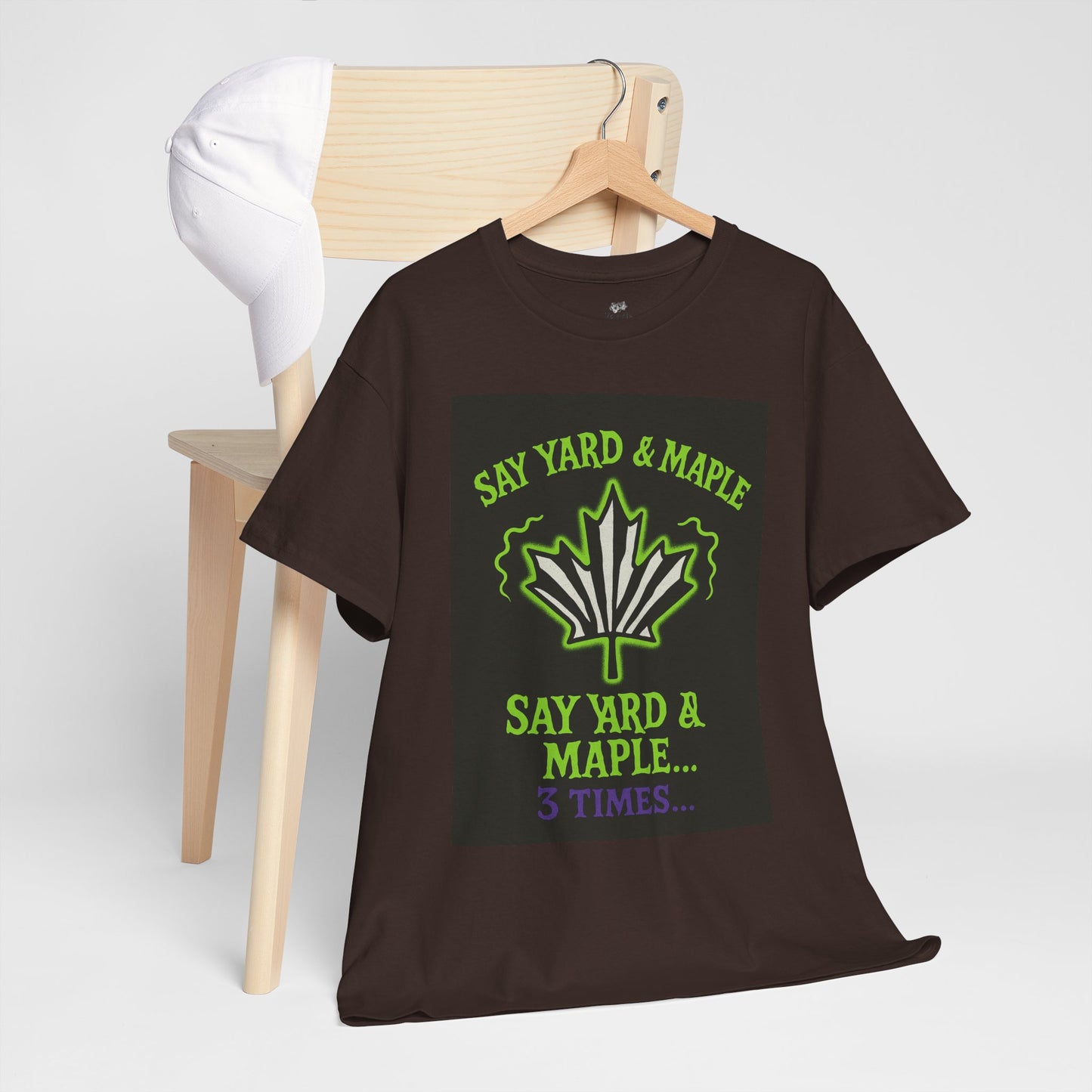 Unisex Heavy Cotton Tee: Say Yard & Maple Graphic T-Shirt, Casual Wear, Gifts for Nature Lovers, Summer Outfits, Eco-Friendly Fashion