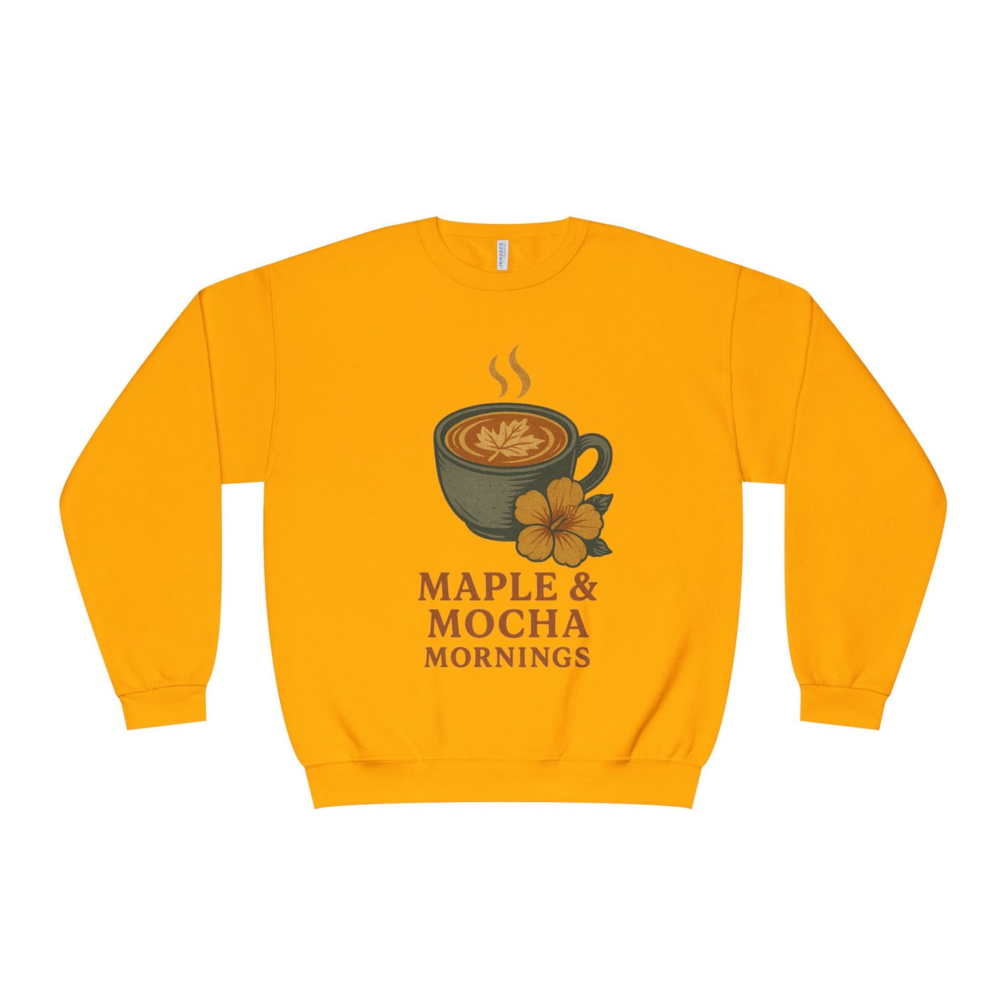 Cozy Coffee Sweatshirt - Maple & Mocha Mornings Unisex Crewneck, Warm Gift for Coffee Lovers, Casual Fall Fashion, Weekend Relaxation