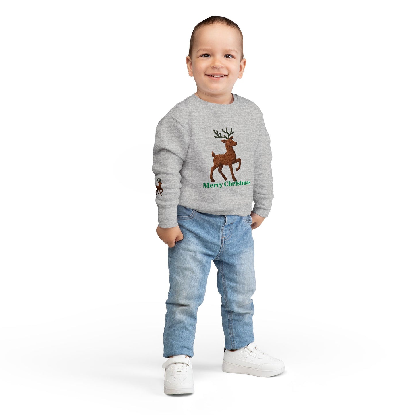 Merry Christmas Toddler Sweatshirt, Holiday Kids Clothing, Cute Reindeer Pullovers, Christmas Gift for Toddlers, Winter Wear