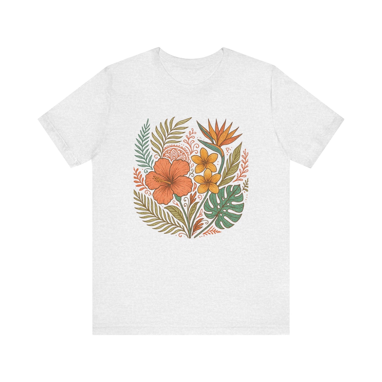 Floral Patterned Unisex Tee - Botanical Style, Summer Wardrobe Essential, Nature Lover Gift, Casual Wear, Eco-Friendly Fashion