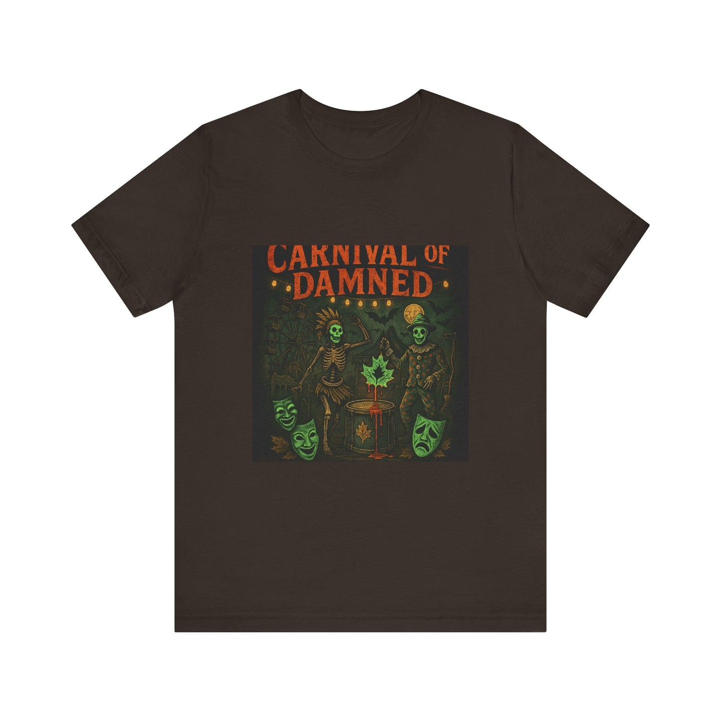 Carnival of Damned Tee | Unisex Short Sleeve Shirt, Halloween Shirt, Spooky Tee, Graphic T-Shirt, Gift for Horror Fans