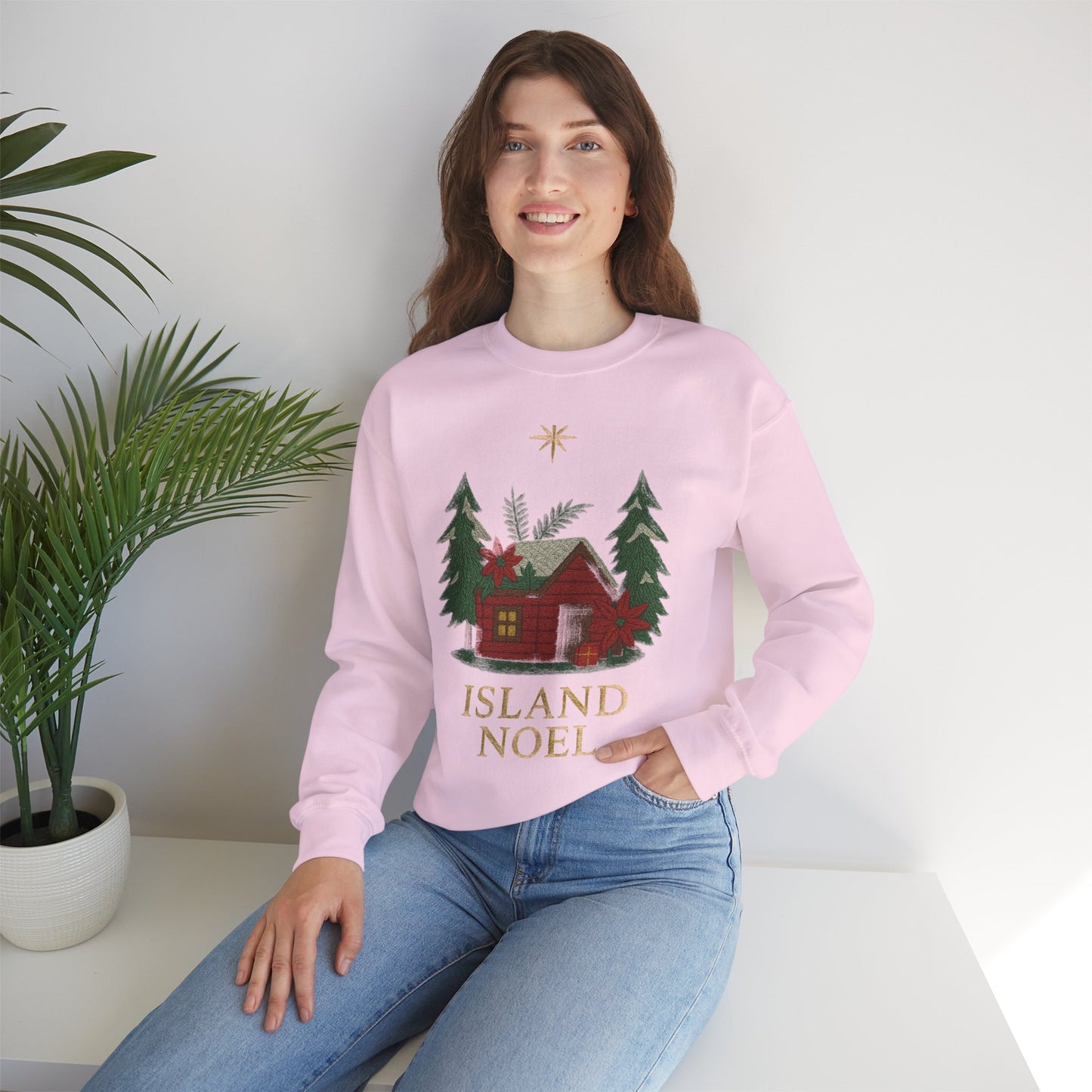 Cozy Holiday Sweatshirt - Island Noel Design, Unisex Christmas Crewneck, Winter Apparel, Gift for Him/Her, Seasonal Fashion