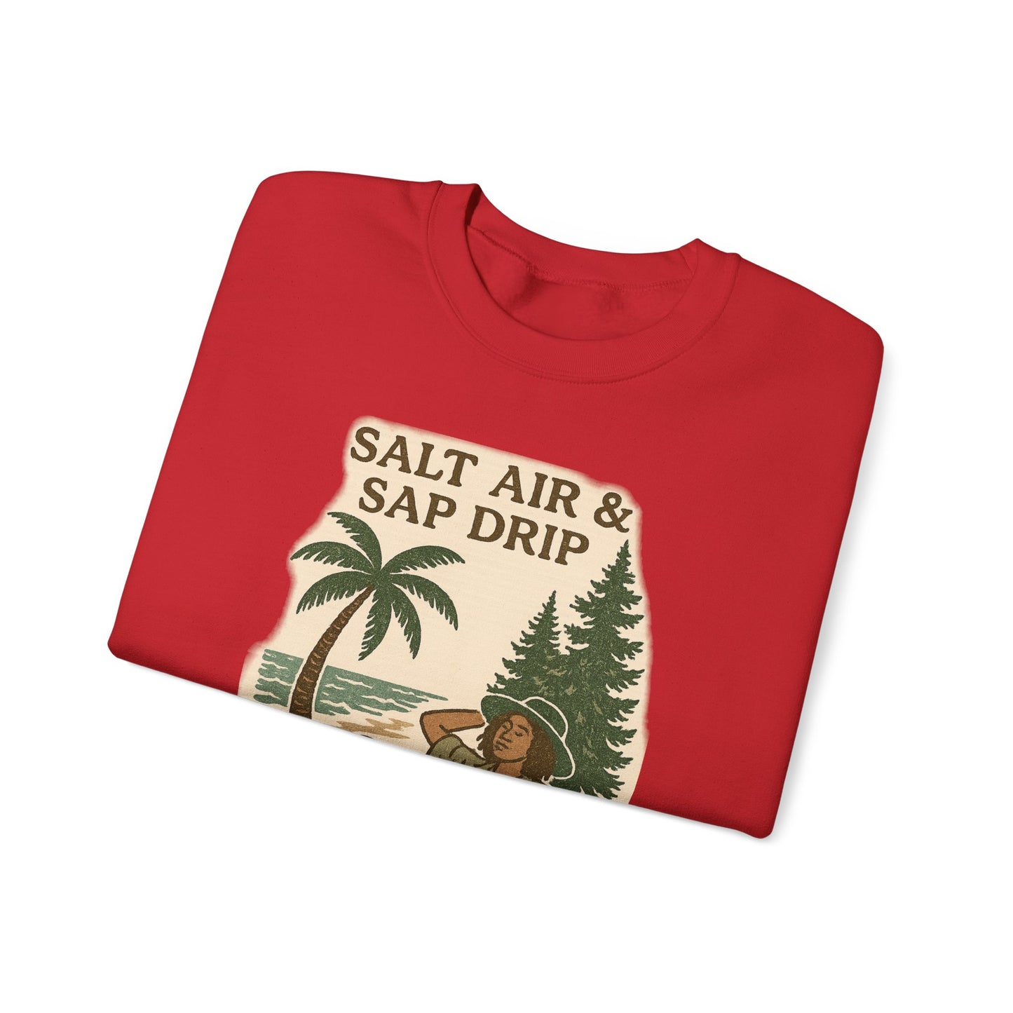 Cozy Beach Vibes Sweatshirt - Salt Air & Sap Drip Unisex Crewneck, Summer Casual Wear, Gift for Nature Lovers, Beach Trip Essentials