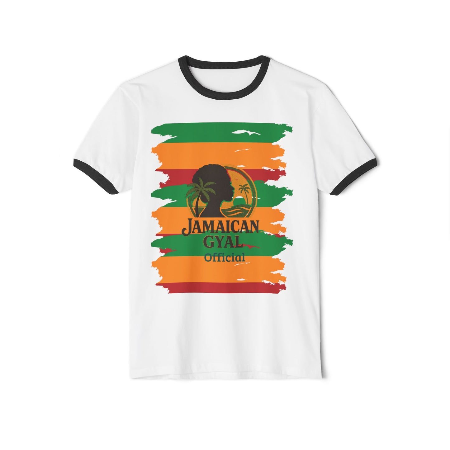 Jamaican Gyal Unisex Cotton Ringer T-Shirt, Casual Summer Tee, Festival Clothing, Vacation Wear, Island Vibes Shirt