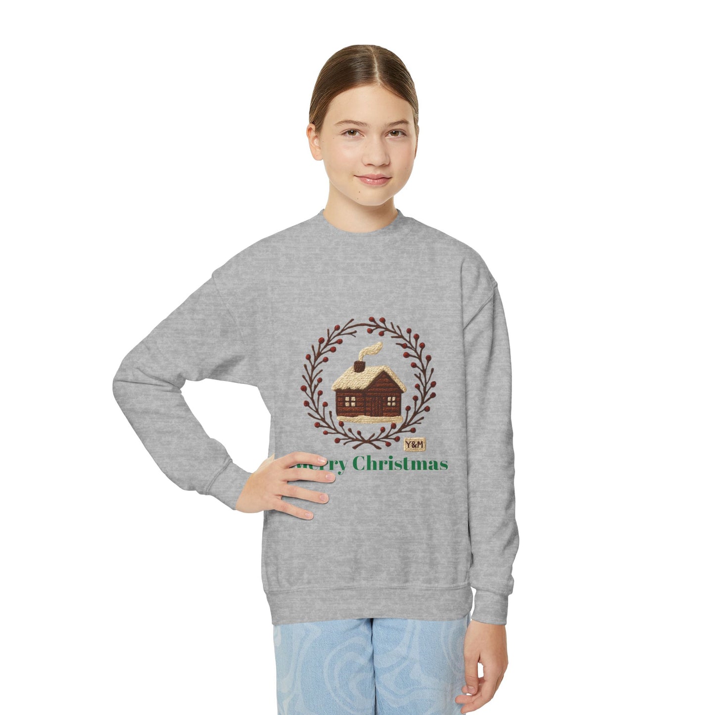 Christmas Youth Crewneck Sweatshirt, Holiday Gift, Cozy Winter Sweater, Festive Christmas Apparel, Toddler Sweatshirt
