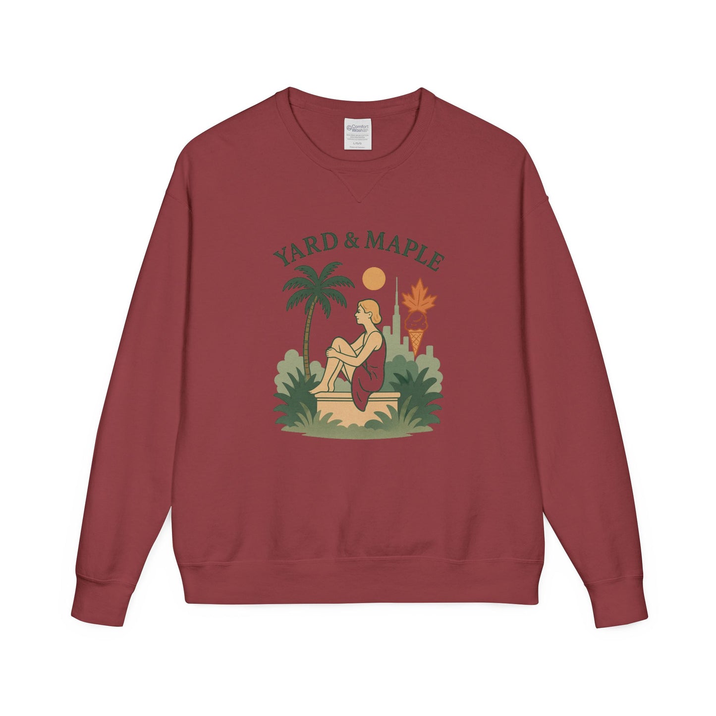 Yard & Maple Crewneck Sweatshirt, Cozy Sweatshirt, Unisex Apparel, Casual Wear, Summer Vibes, Gift for Him or Her