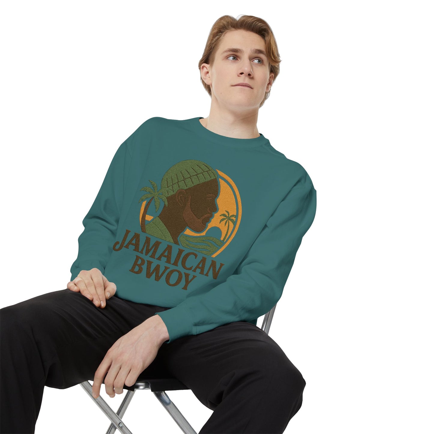 Jamaican Bwoy Sweatshirt, Cozy Unisex Pullover, Streetwear Style, Perfect Gift for Reggae Lovers, Summer Vibes Apparel, Gift for Him/Her