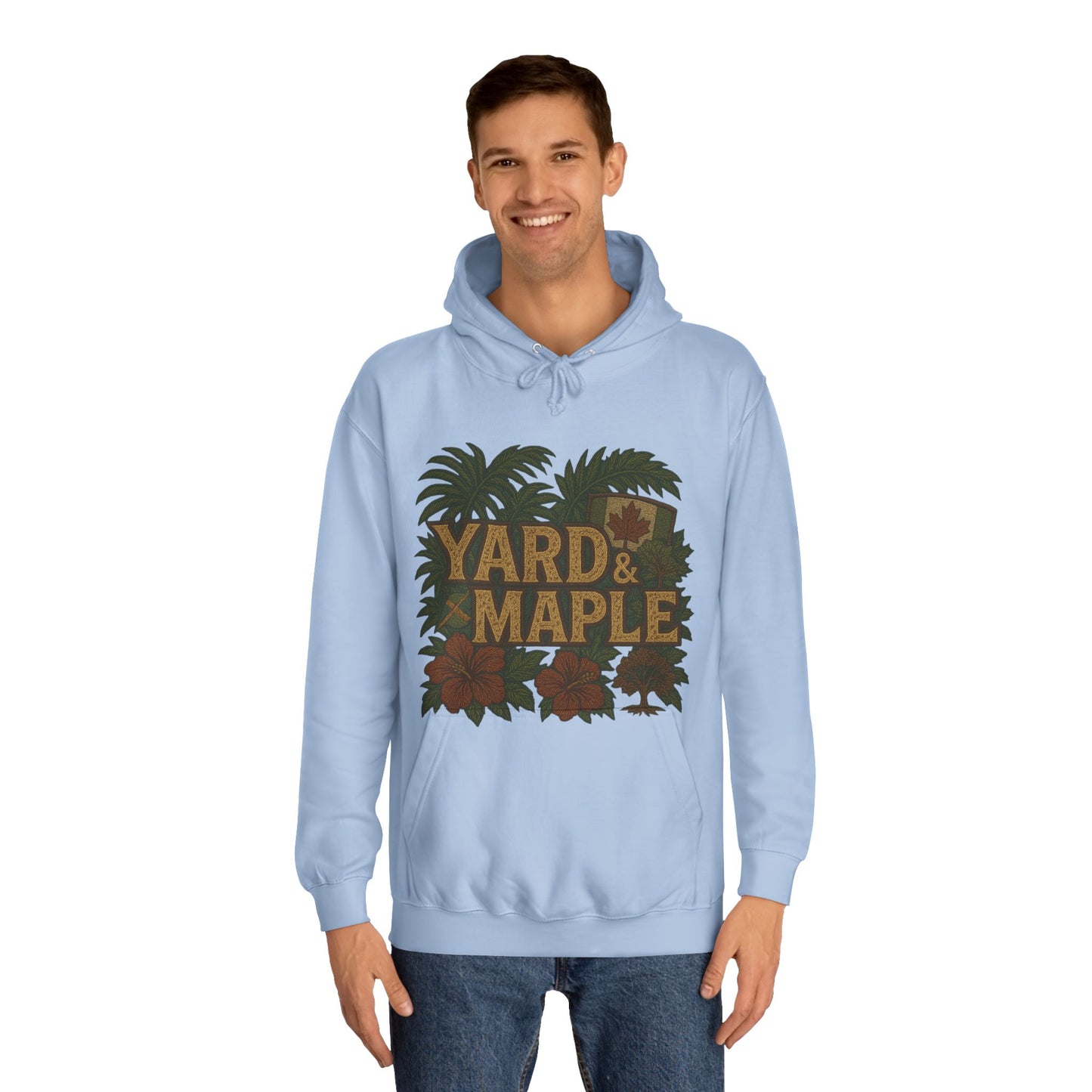 Cozy Unisex College Hoodie - Yard & Maple, Casual Wear, Student Gift, Outdoor Activity Sweater, Fall Fashion